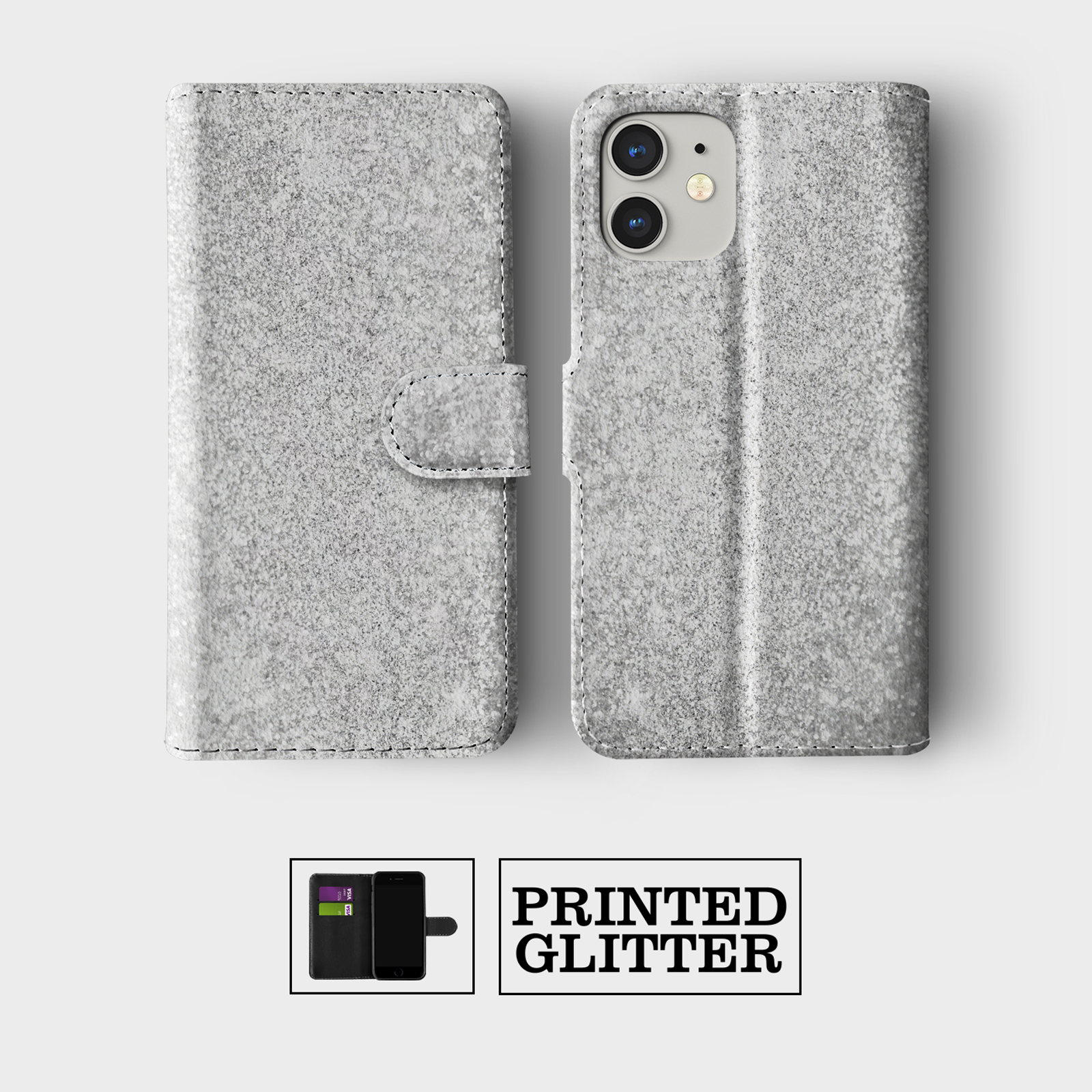 CASE FOR IPHONE 16 16E 15 14 12 12 PRO WALLET FLIP PHONE COVER ROSE GOLD GLITTER - Picture 3 of 9