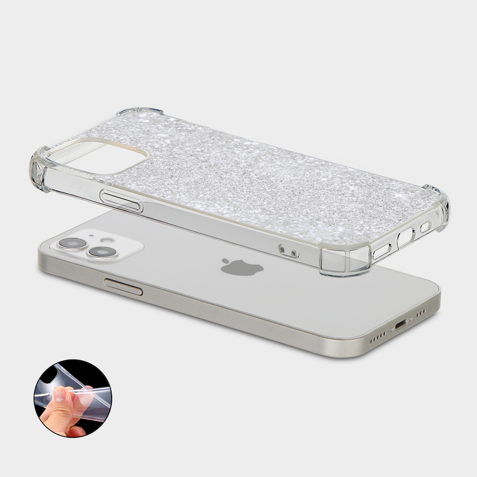 CASE FOR IPHONE 15 14 13 12 11 SE 8 PRO SHOCKPROOF PHONE COVER ROSE GOLD GLITTER - Picture 4 of 30