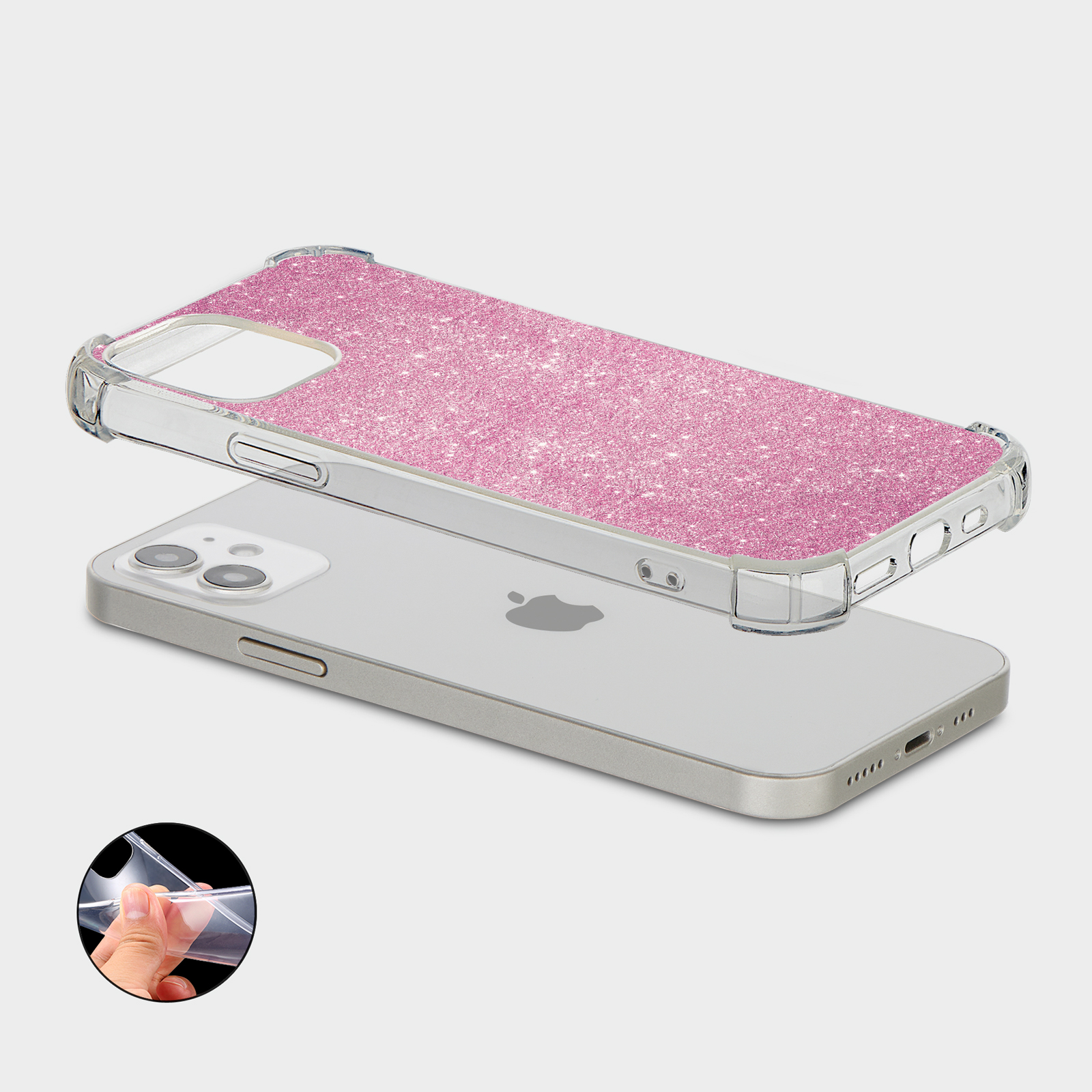 CASE FOR IPHONE 15 14 13 12 11 SE 8 PRO SHOCKPROOF PHONE COVER ROSE GOLD GLITTER - Picture 8 of 30