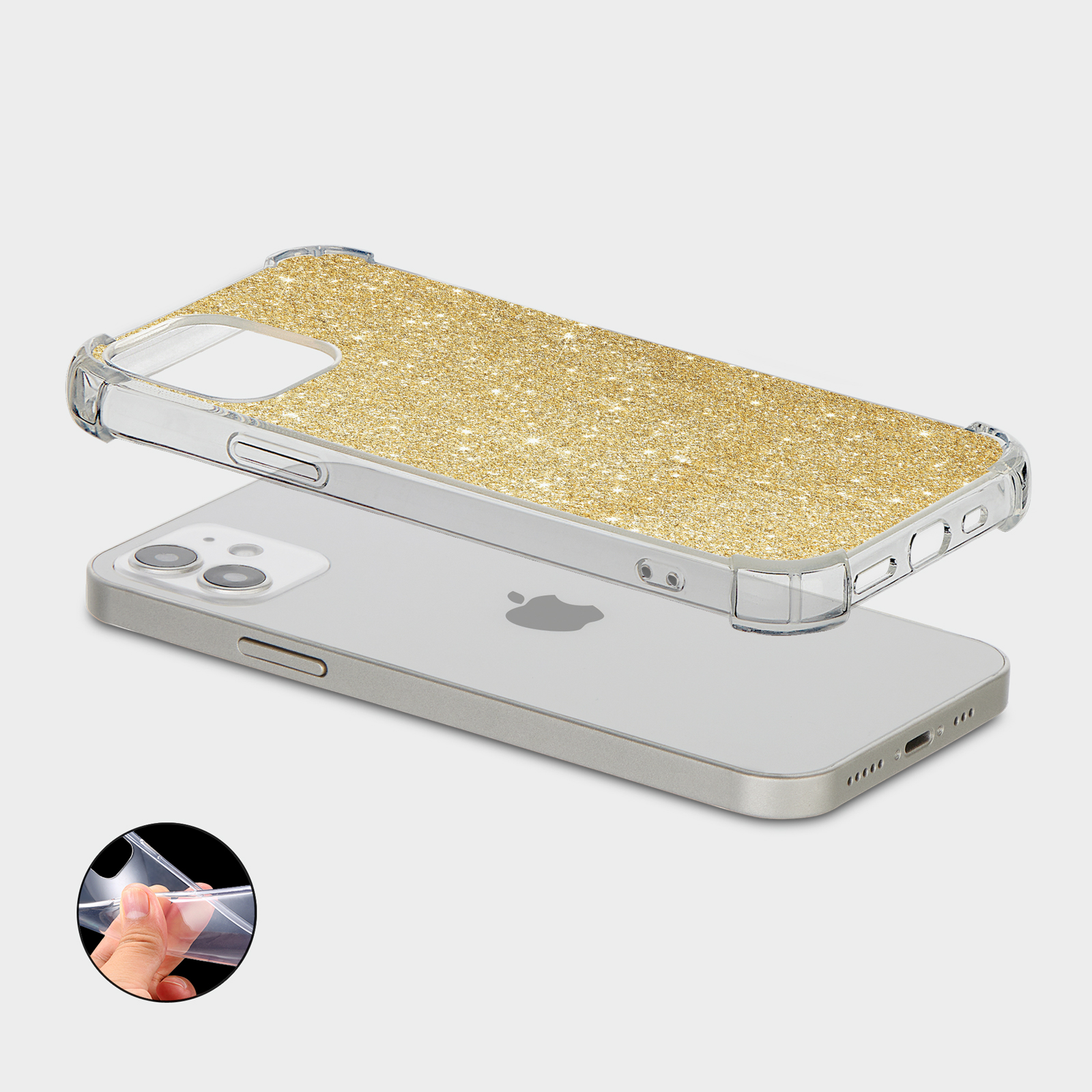 CASE FOR IPHONE 15 14 13 12 11 SE 8 PRO SHOCKPROOF PHONE COVER ROSE GOLD GLITTER - Picture 12 of 30