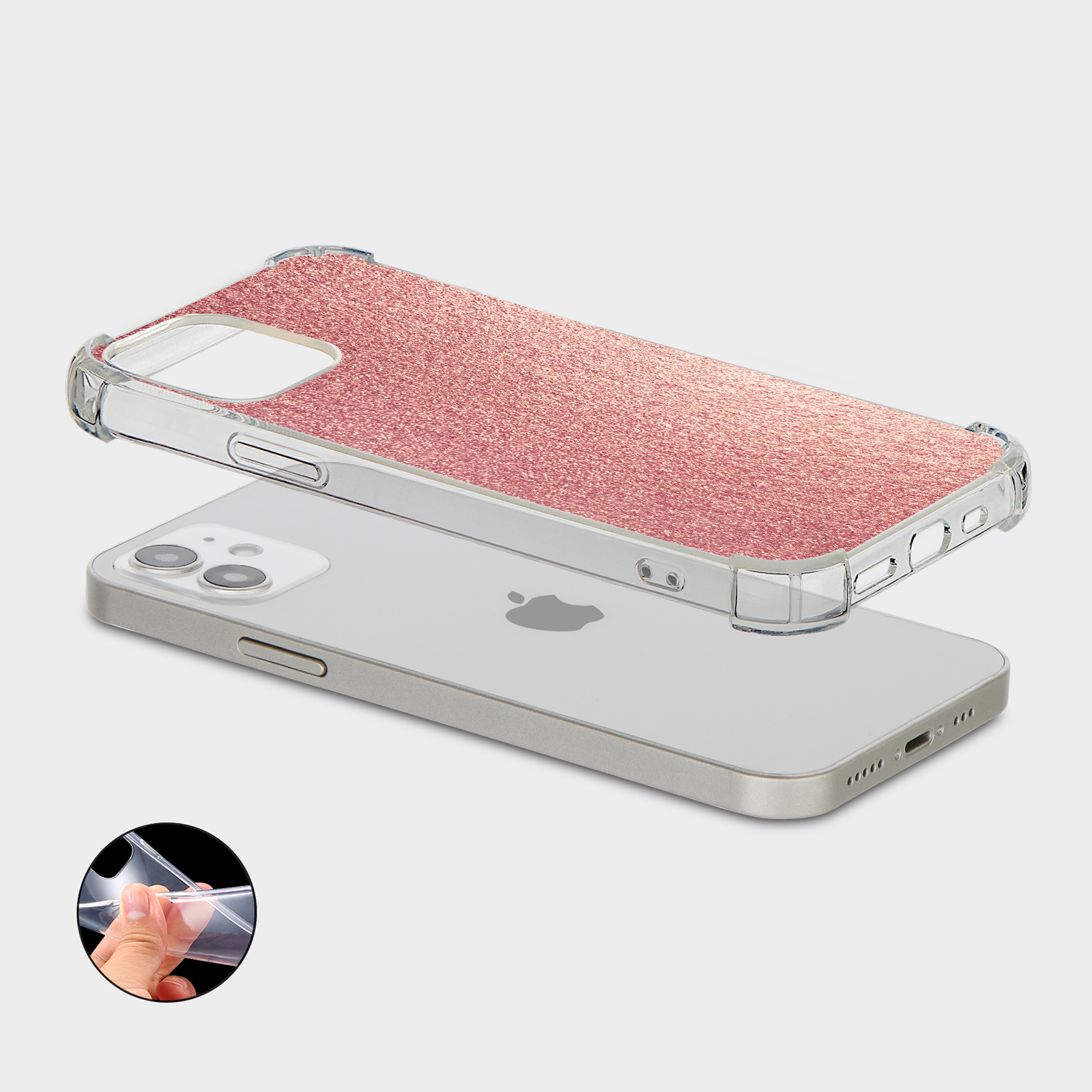 CASE FOR IPHONE 15 14 13 12 11 SE 8 PRO SHOCKPROOF PHONE COVER ROSE GOLD GLITTER - Picture 16 of 30