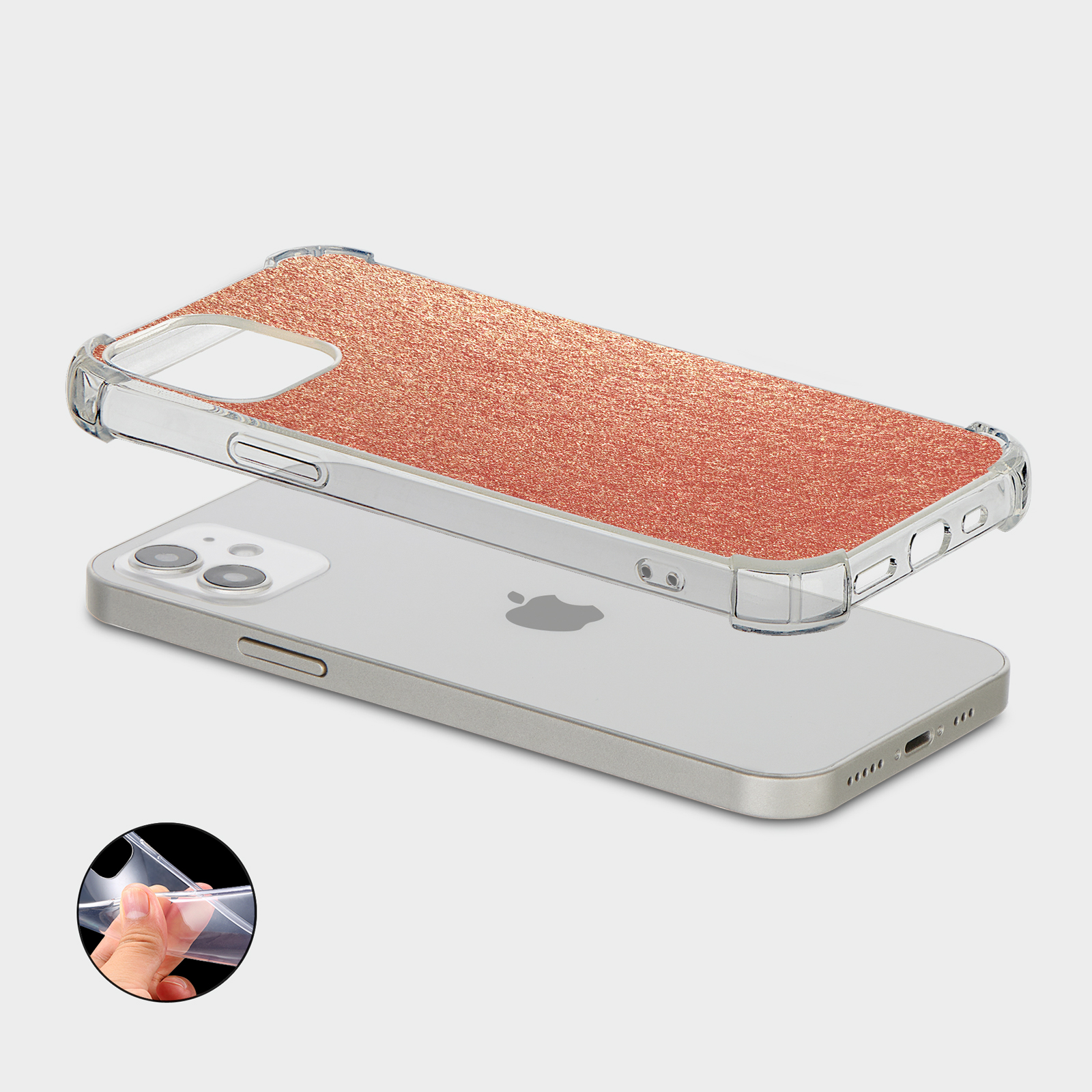 CASE FOR IPHONE 15 14 13 12 11 SE 8 PRO SHOCKPROOF PHONE COVER ROSE GOLD GLITTER - Picture 20 of 30
