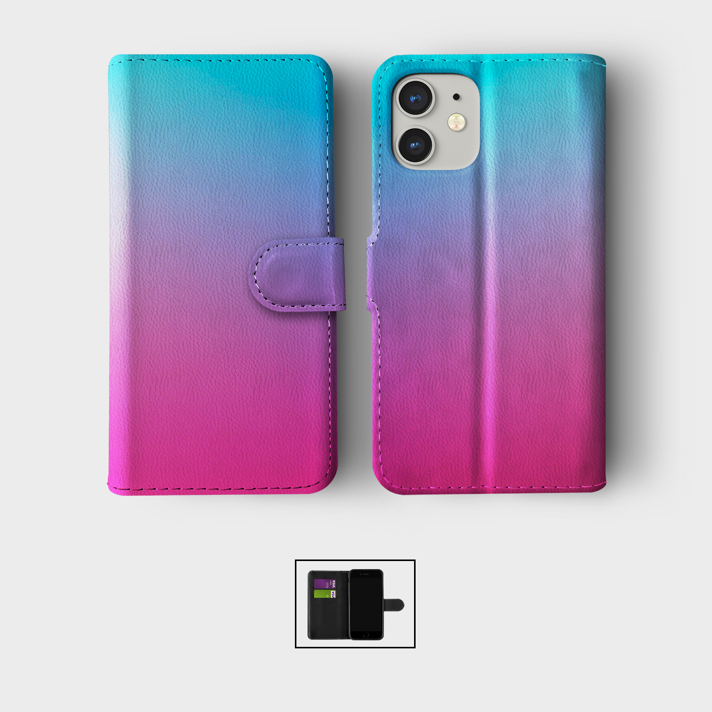 CASE FOR IPHONE 16 16E 15 14 12 12 SE PRO WALLET FLIP PHONE COVER RAINBOW MARBLE - 第 8/9 張圖片