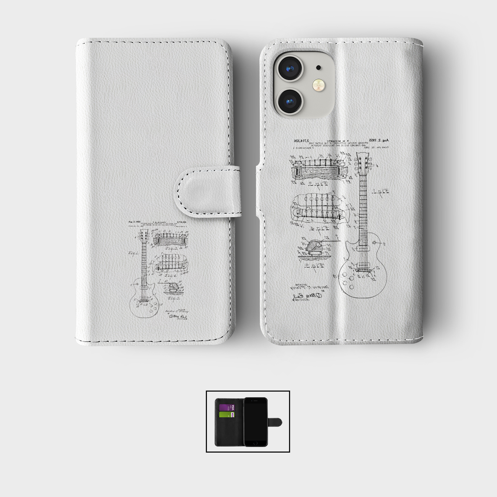 CASE FOR IPHONE 16 16E 15 14 12 SE PRO WALLET FLIP PHONE COVER ELECTRIC GUITAR - 第 2/8 張圖片