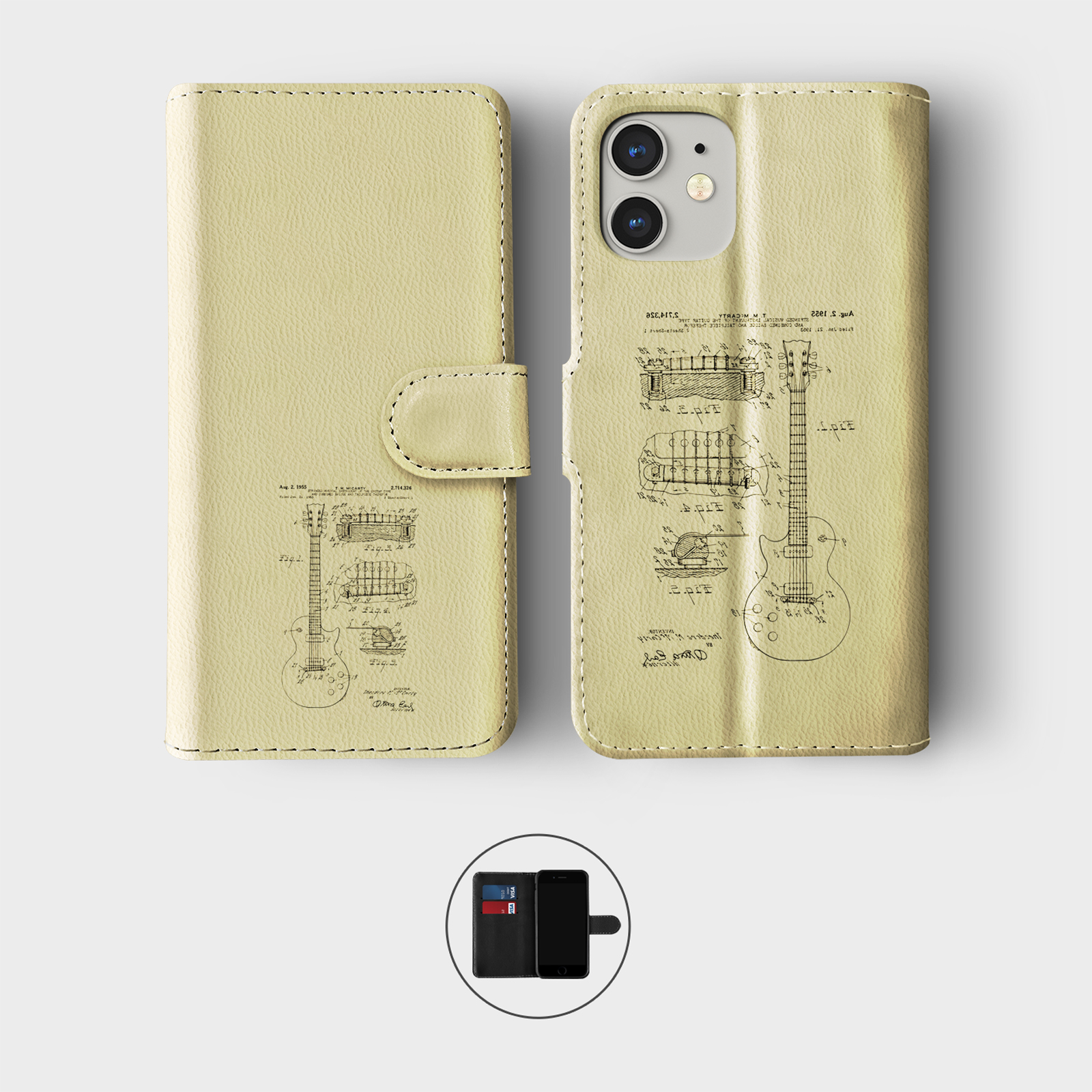 CASE FOR IPHONE 16 16E 15 14 12 SE PRO WALLET FLIP PHONE COVER ELECTRIC GUITAR - 第 4/8 張圖片
