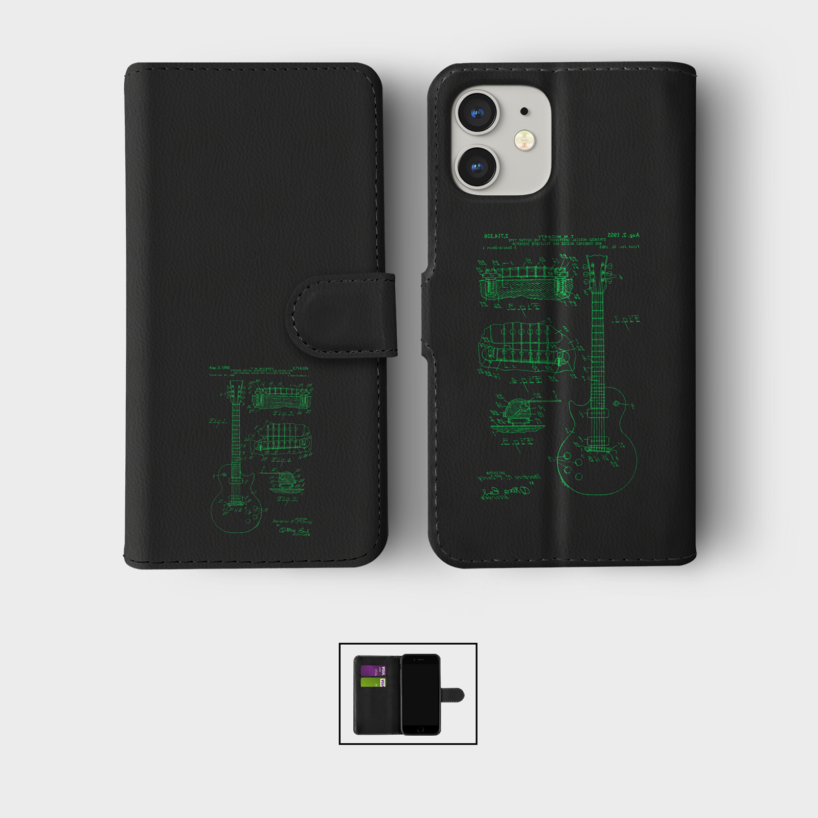 CASE FOR IPHONE 16 16E 15 14 12 SE PRO WALLET FLIP PHONE COVER ELECTRIC GUITAR - 第 6/8 張圖片