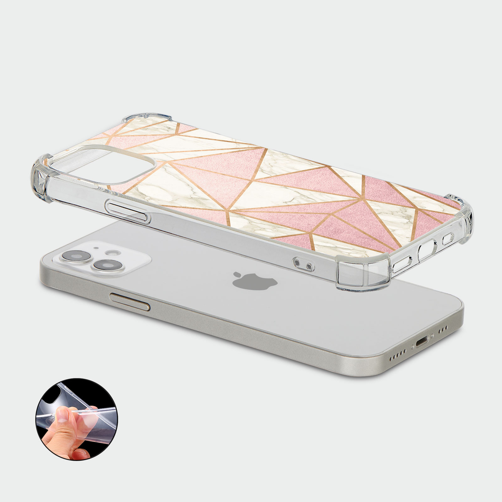 CASE FOR IPHONE 15 14 13 12 11 SE 8 PRO SHOCKPROOF PHONE COVER MARBLE ROSE GOLD - Picture 16 of 34
