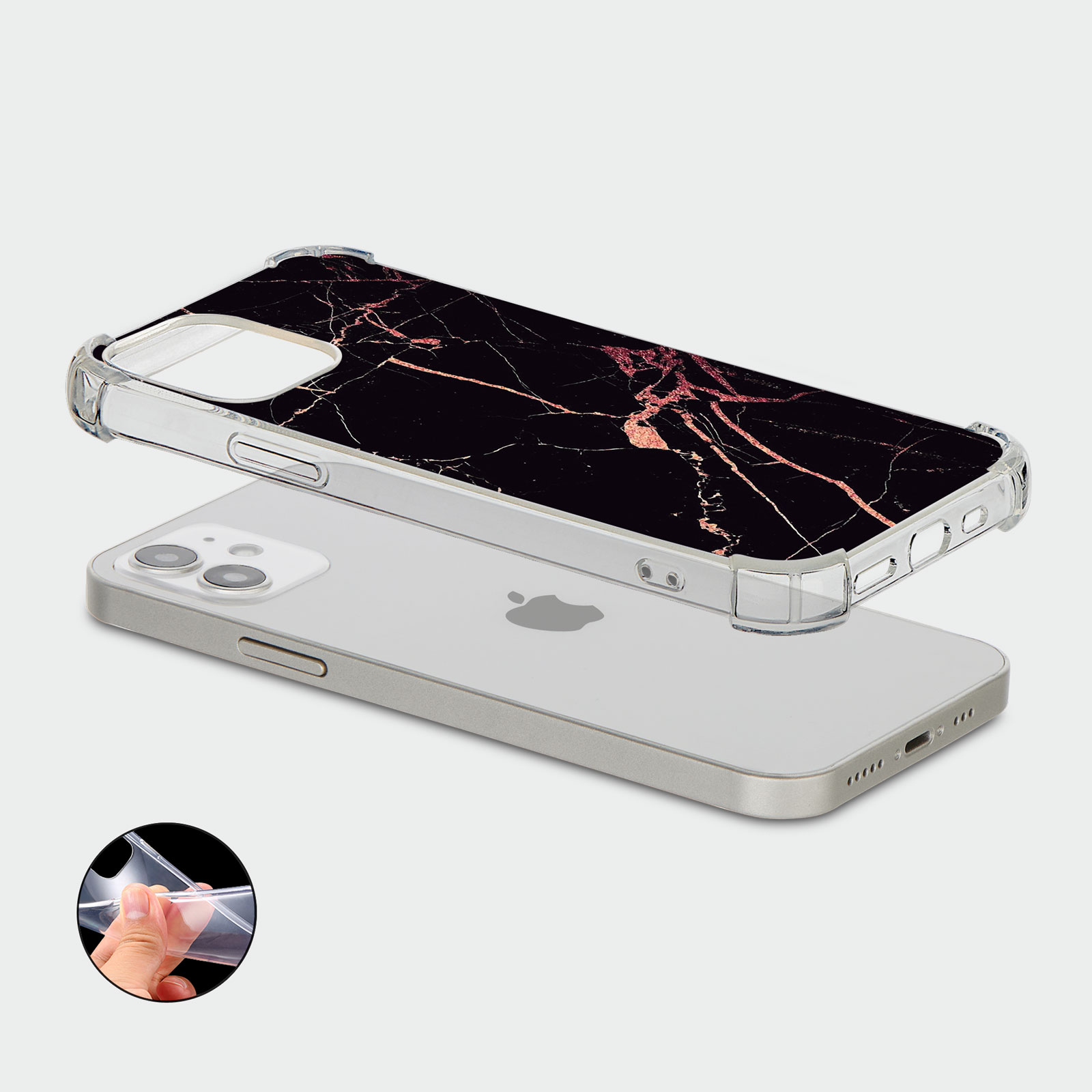 CASE FOR IPHONE 15 14 13 12 11 SE 8 PRO SHOCKPROOF PHONE COVER MARBLE ROSE GOLD - Picture 20 of 34