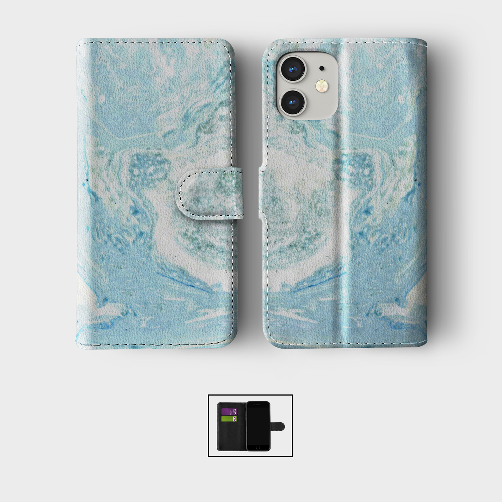 CASE FOR IPHONE 16 15 14 13 12 11 SE PRO WALLET FLIP PHONE COVER COLOUR SWIRL - Picture 4 of 10