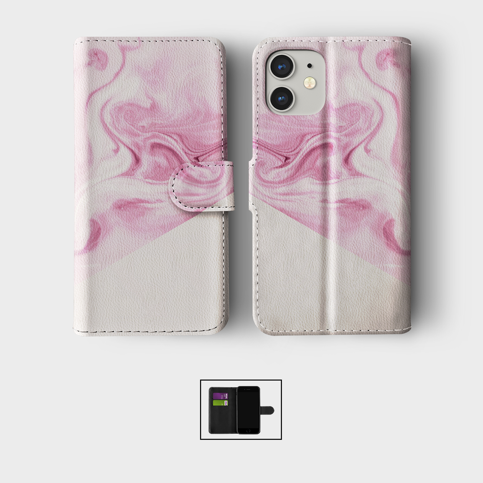 CASE FOR IPHONE 16 15 14 13 12 11 SE PRO WALLET FLIP PHONE COVER COLOUR SWIRL - Picture 6 of 10