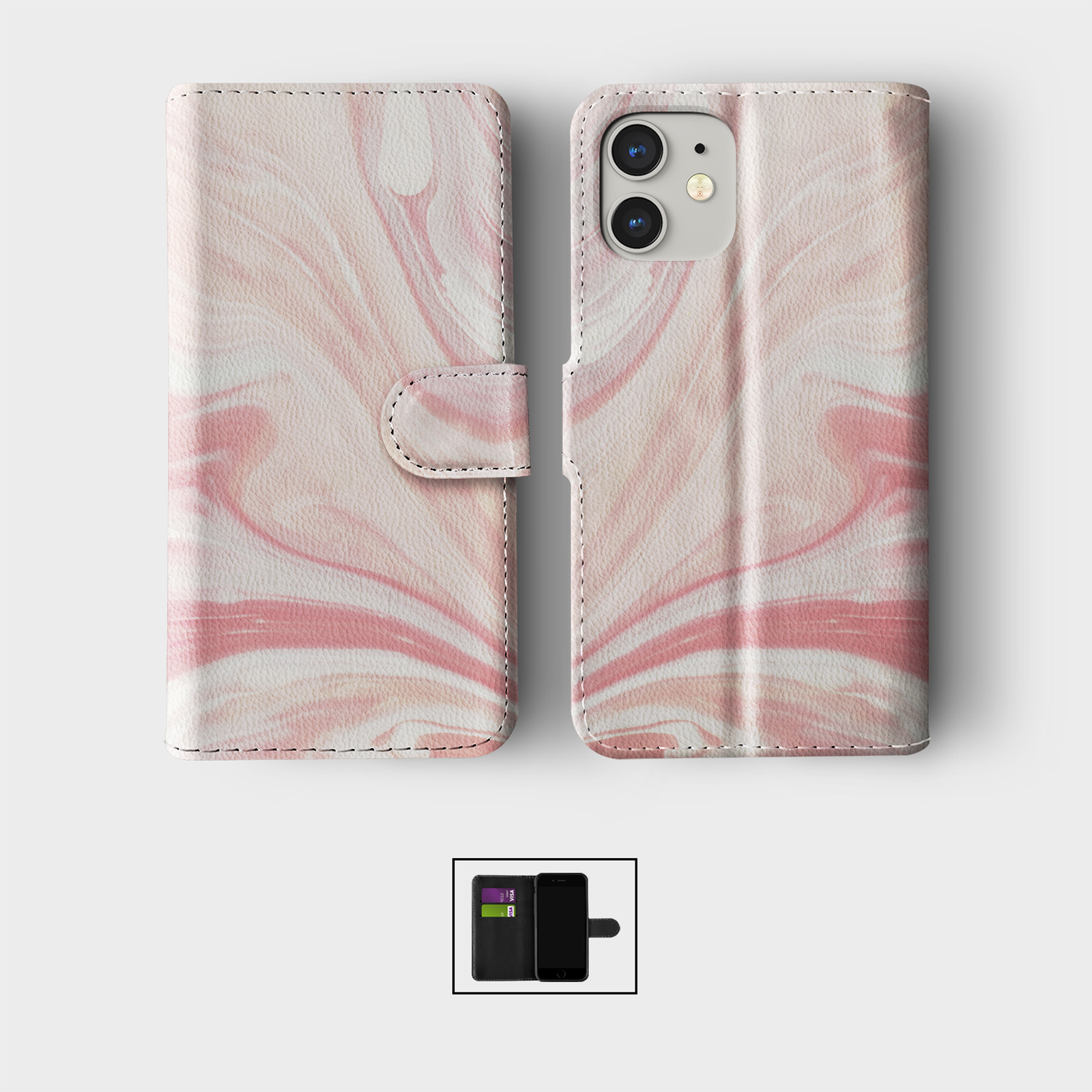 CASE FOR IPHONE 16 15 14 13 12 11 SE PRO WALLET FLIP PHONE COVER COLOUR SWIRL - Picture 8 of 10