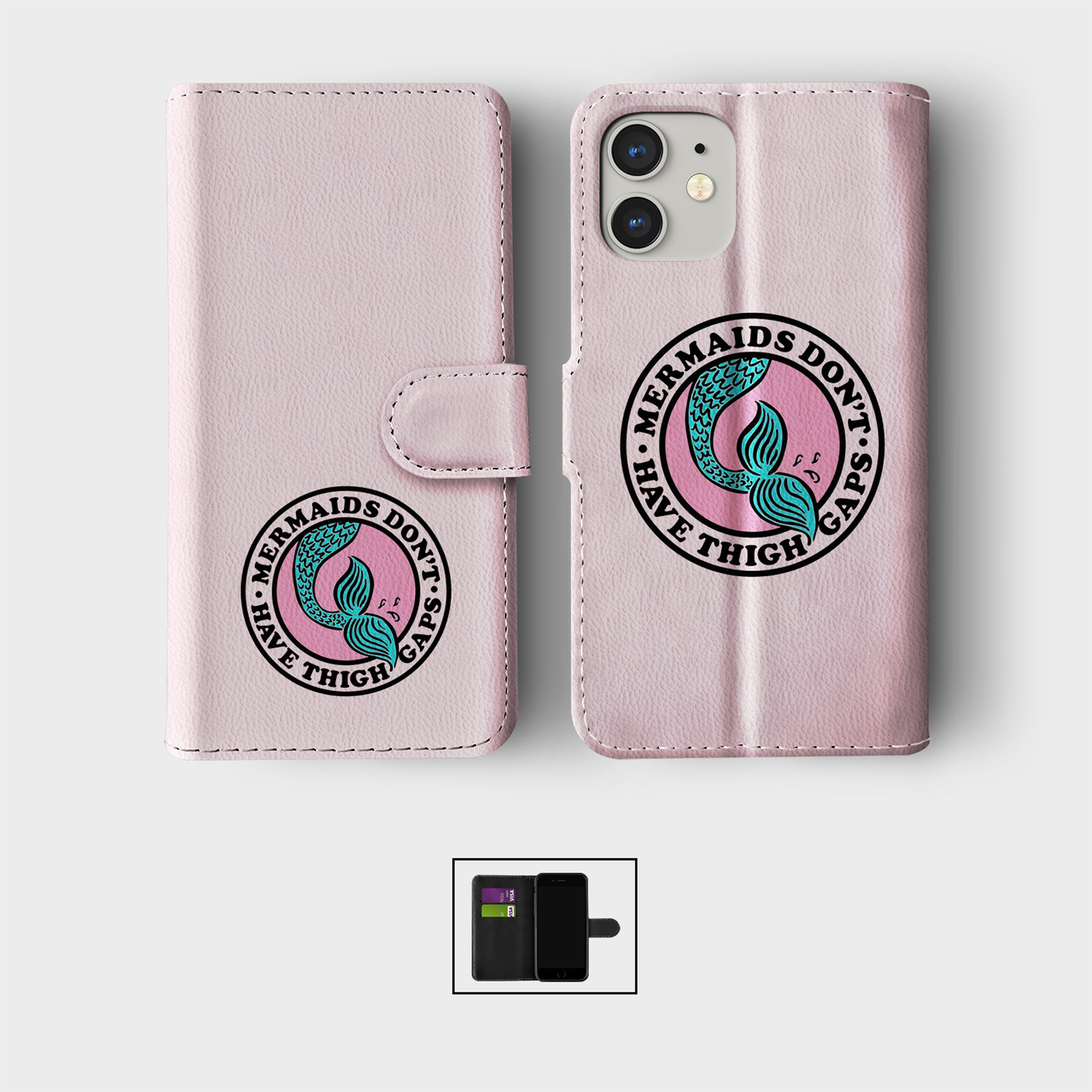 CASE FOR IPHONE 16 15 14 13 12 11 PRO WALLET FLIP PHONE COVER UNICORN MERMAIDS - Picture 4 of 10