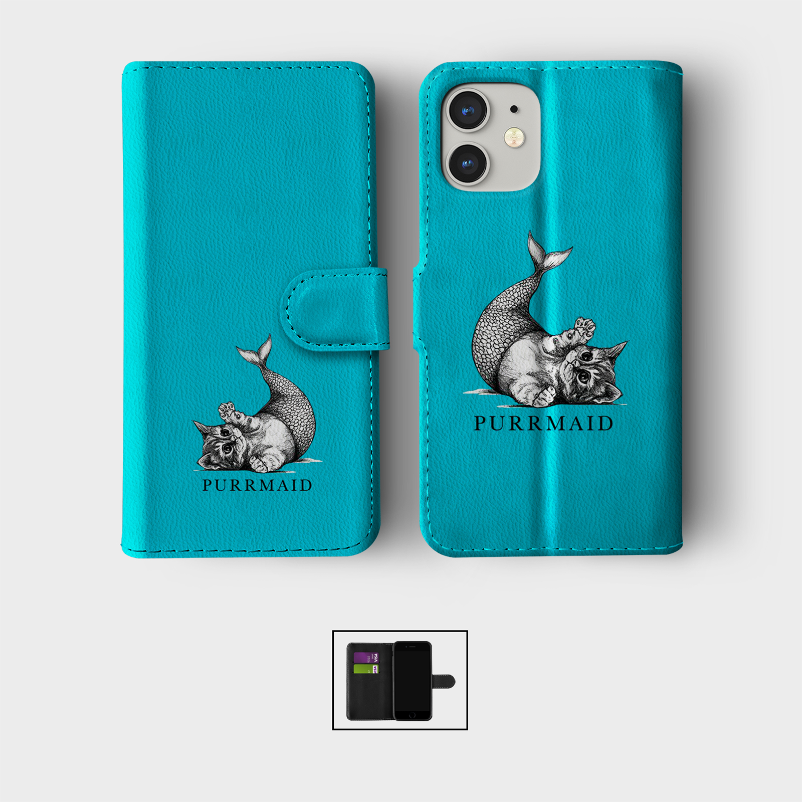 CASE FOR IPHONE 16 15 14 13 12 11 PRO WALLET FLIP PHONE COVER UNICORN MERMAIDS - Picture 9 of 10