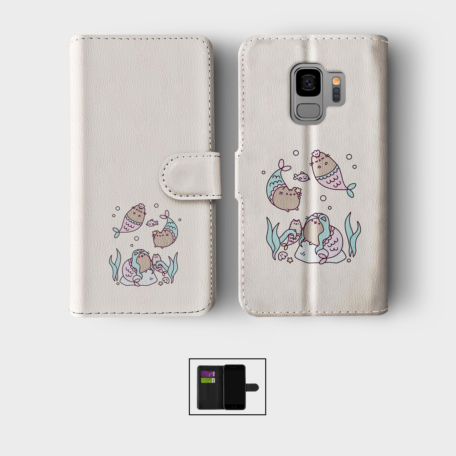 CASE FOR SAMSUNG S23 S22 S21 S20 S10 S9 WALLET FLIP PHONE COVER UNICORN MERMAIDS - Picture 8 of 10