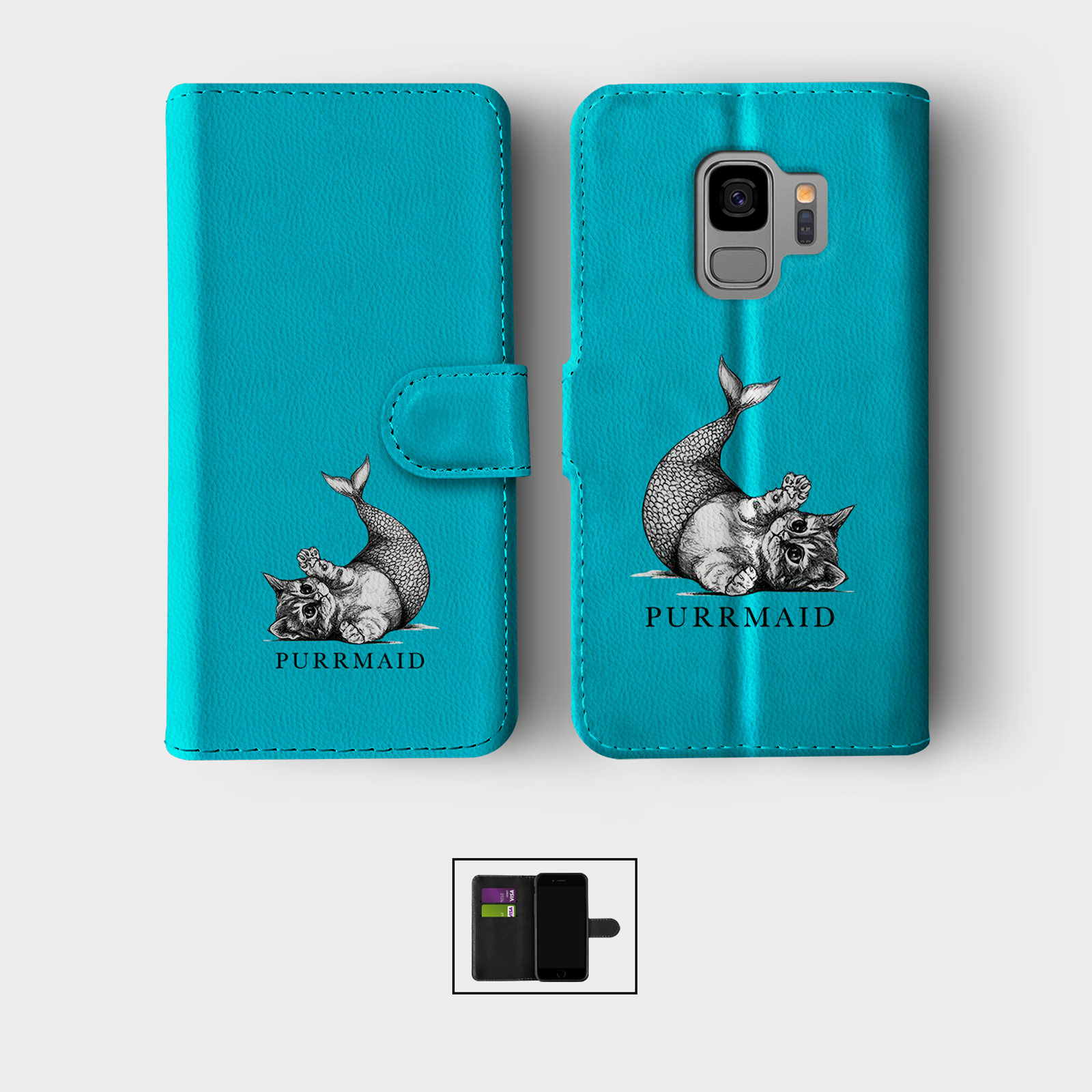 CASE FOR SAMSUNG S23 S22 S21 S20 S10 S9 WALLET FLIP PHONE COVER UNICORN MERMAIDS - Picture 9 of 10