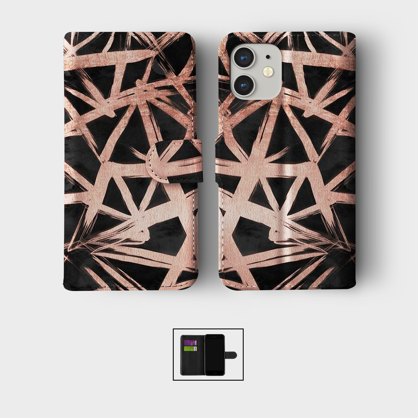 CASE FOR IPHONE 16 15 14 13 12 11 PRO WALLET FLIP PHONE COVER HEART MARBLE PINK - Picture 4 of 10