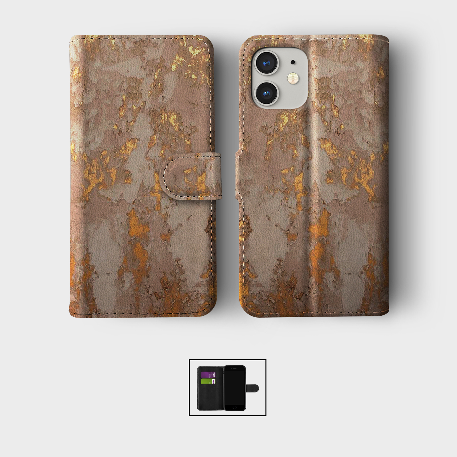 CASE FOR IPHONE 16 15 14 13 12 11 PRO WALLET FLIP PHONE COVER HEART MARBLE PINK - Picture 6 of 10