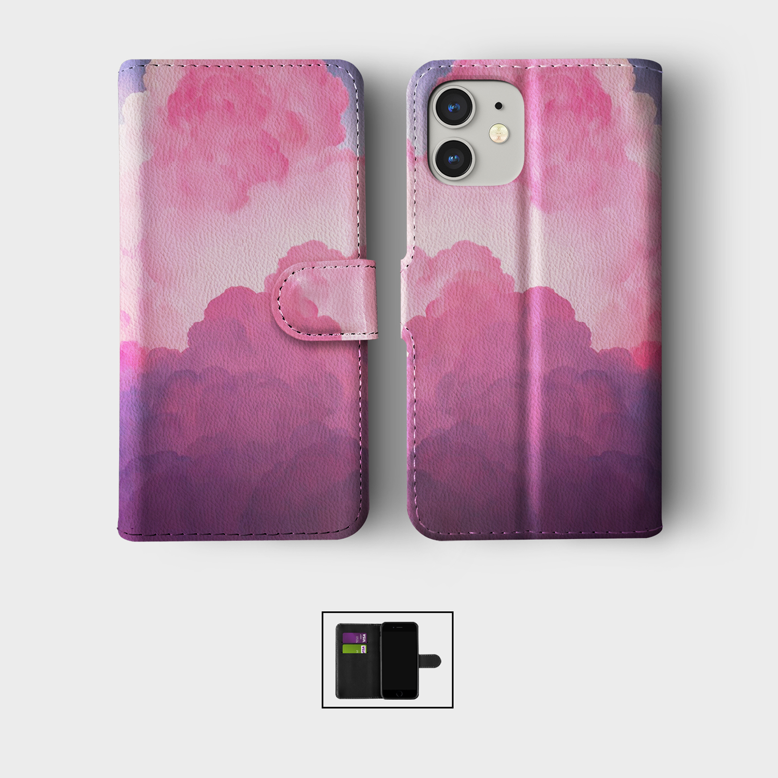 CASE FOR IPHONE 16 15 14 13 12 11 PRO WALLET FLIP PHONE COVER HEART MARBLE PINK - Picture 7 of 10