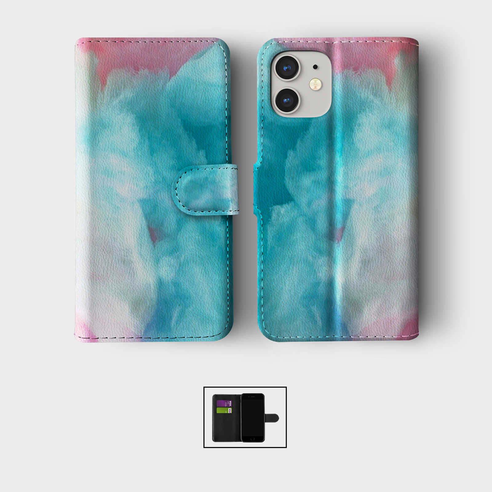 CASE FOR IPHONE 16 15 14 13 12 11 PRO WALLET FLIP PHONE COVER HEART MARBLE PINK - Picture 8 of 10