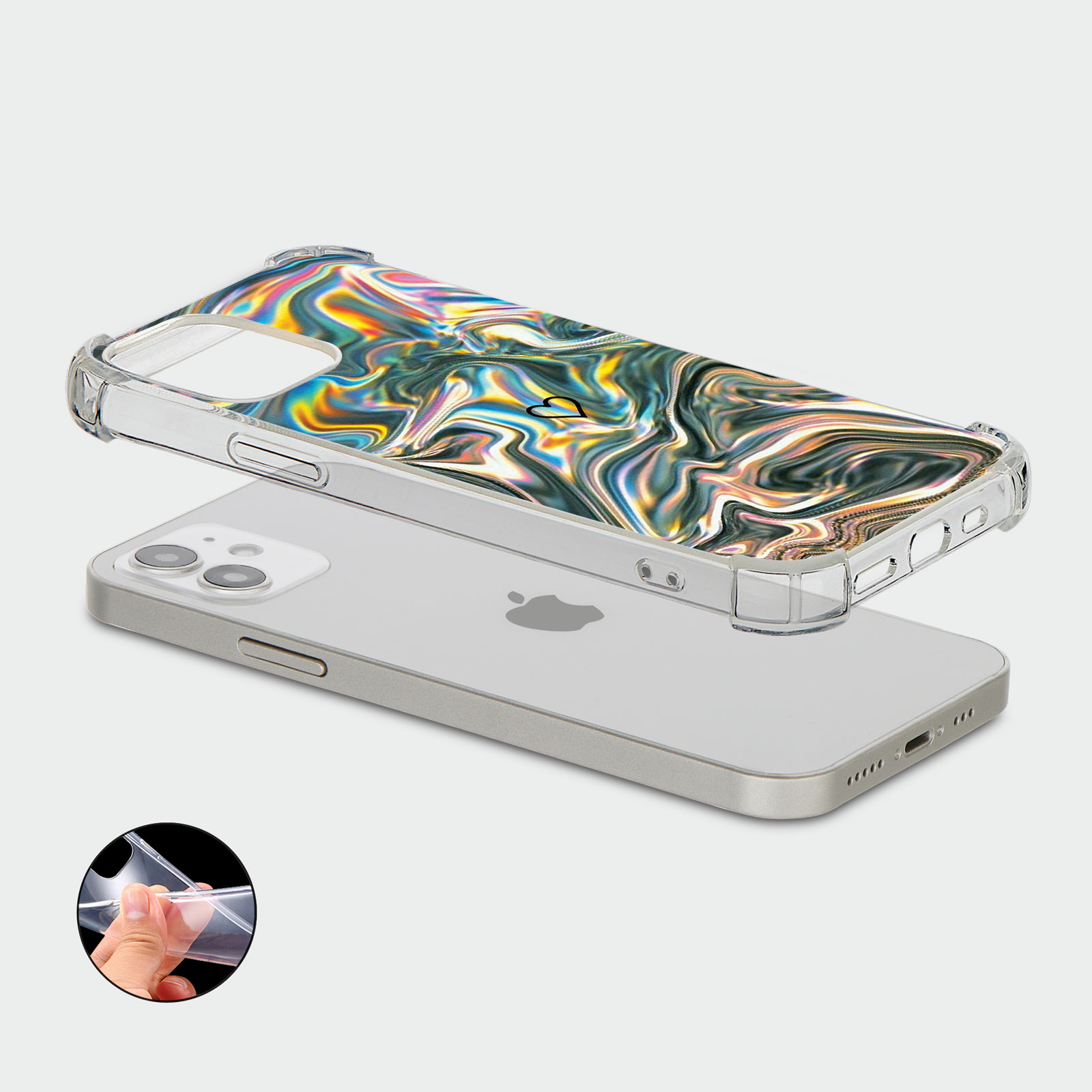 CASE FOR IPHONE 15 14 13 12 11 SE 8 SHOCKPROOF PHONE COVER IRIDESCENT COLOURS - Picture 12 of 34