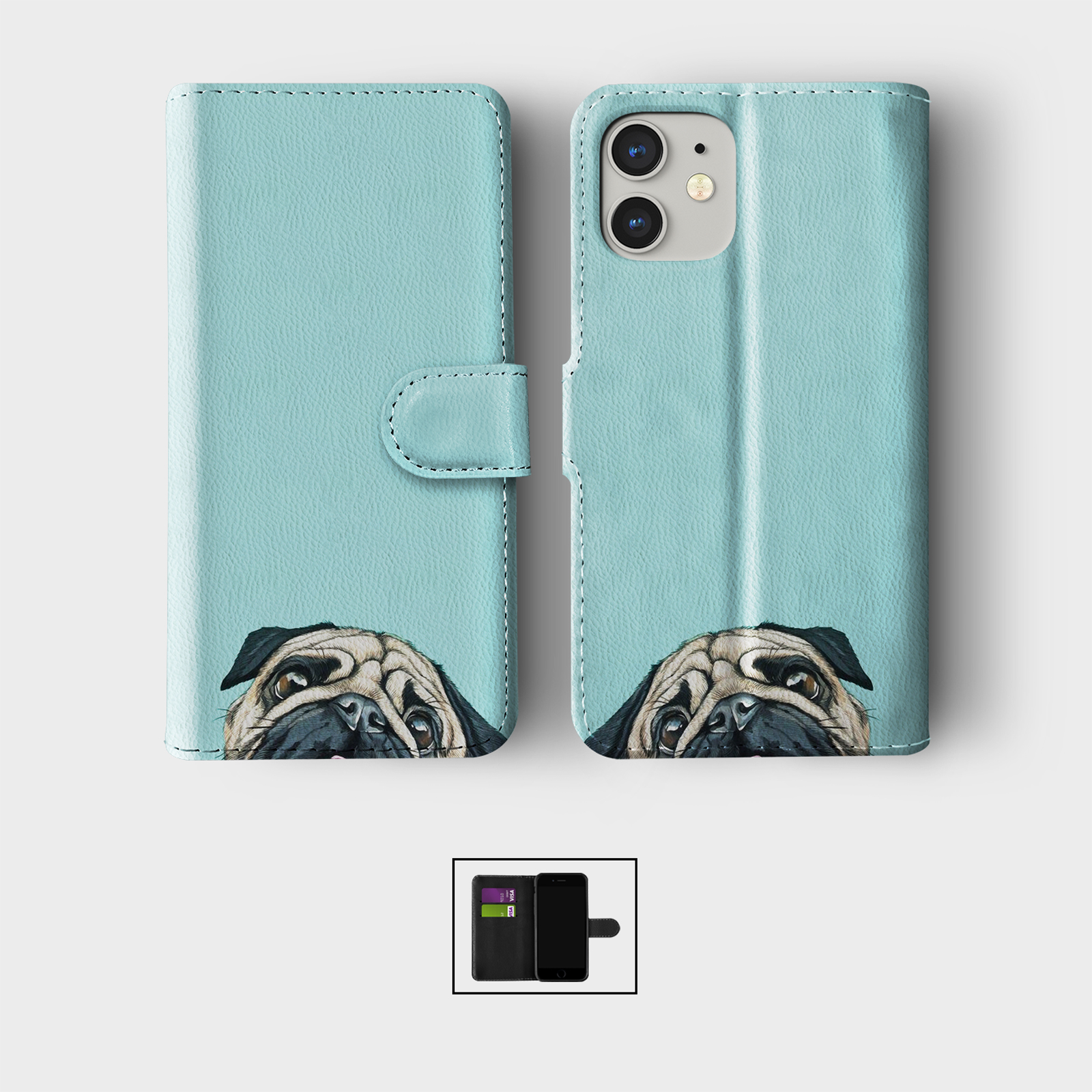 CASE FOR IPHONE 16 16E 15 14 12 SE PRO WALLET FLIP PHONE COVER CUTE LITTLE DOG - 第 6/7 張圖片