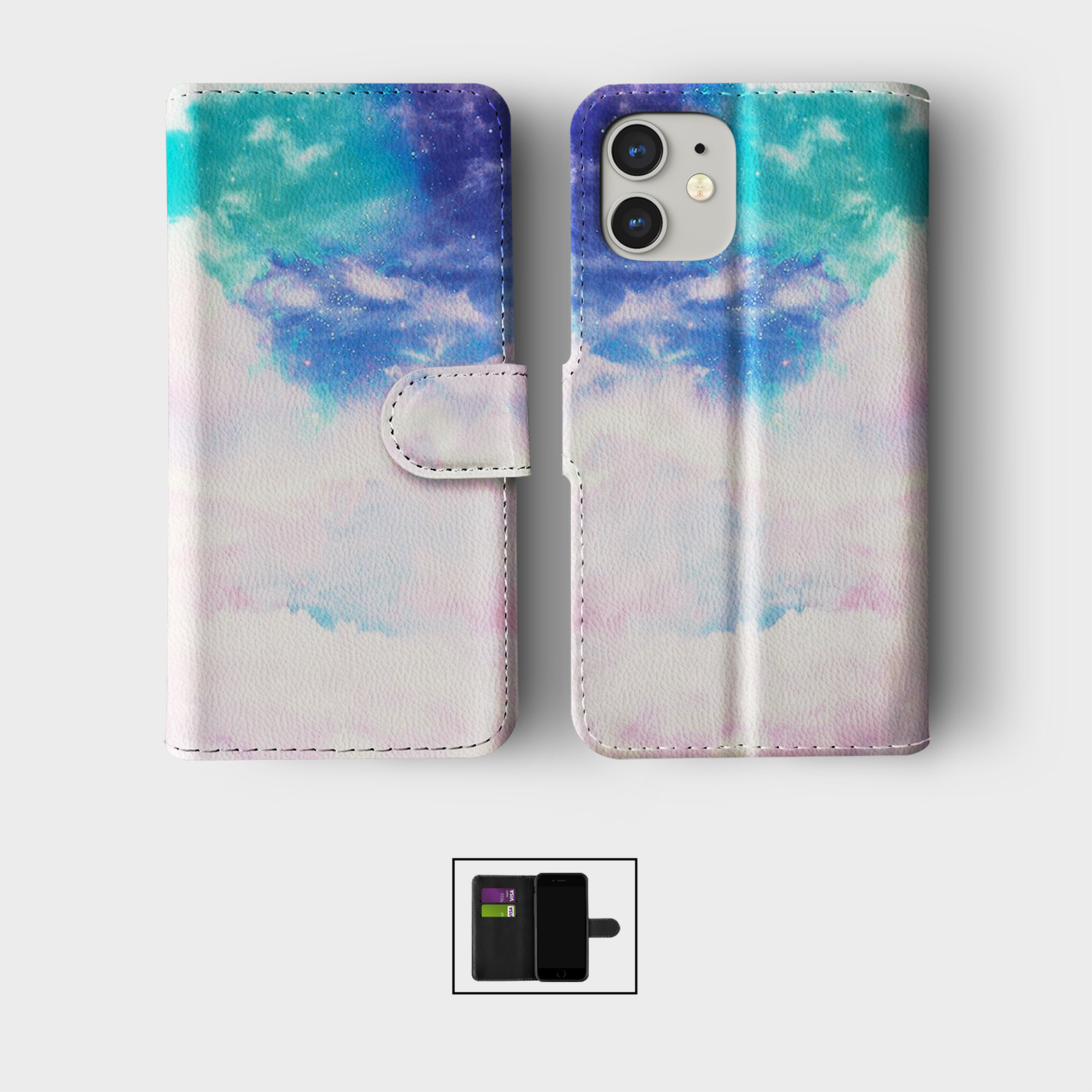 CASE FOR IPHONE 16 15 14 13 12 11 SE PRO WALLET FLIP PHONE COVER CUTE UNICORNS