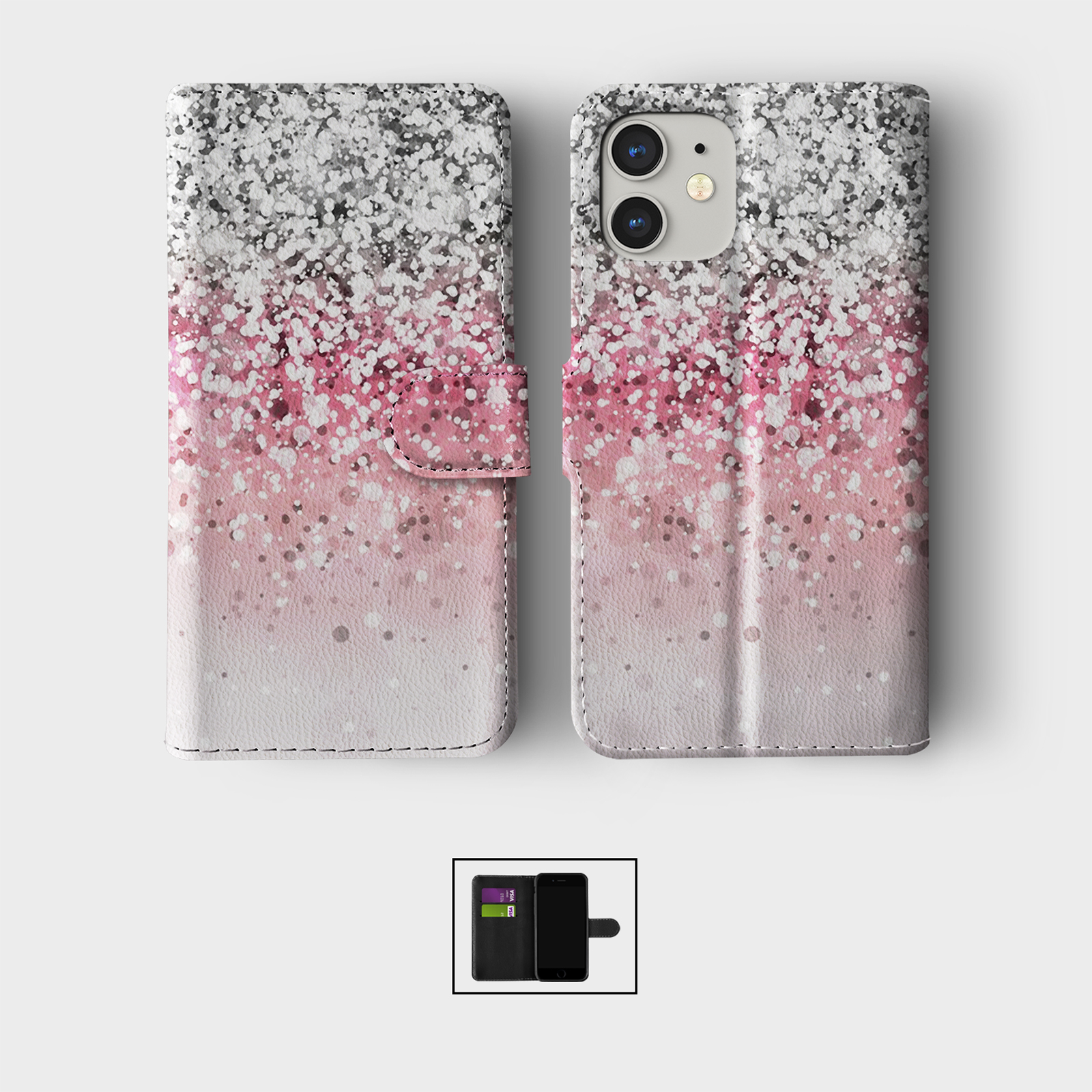 CASE FOR IPHONE 16 15 14 13 12 11 SE PRO WALLET FLIP PHONE COVER CUTE UNICORNS - Picture 5 of 10