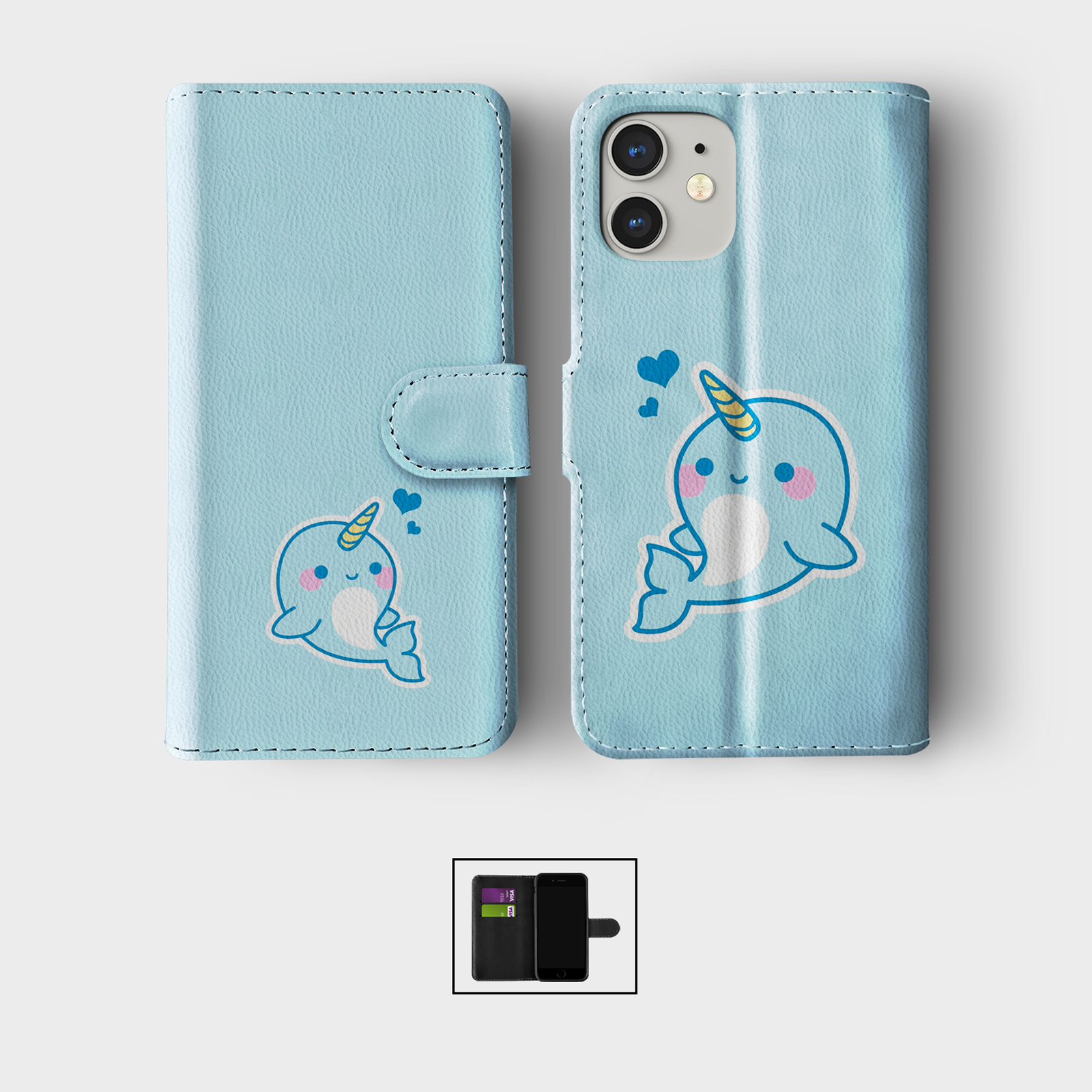CASE FOR IPHONE 16 15 14 13 12 11 SE PRO WALLET FLIP PHONE COVER CUTE UNICORNS - Picture 7 of 10