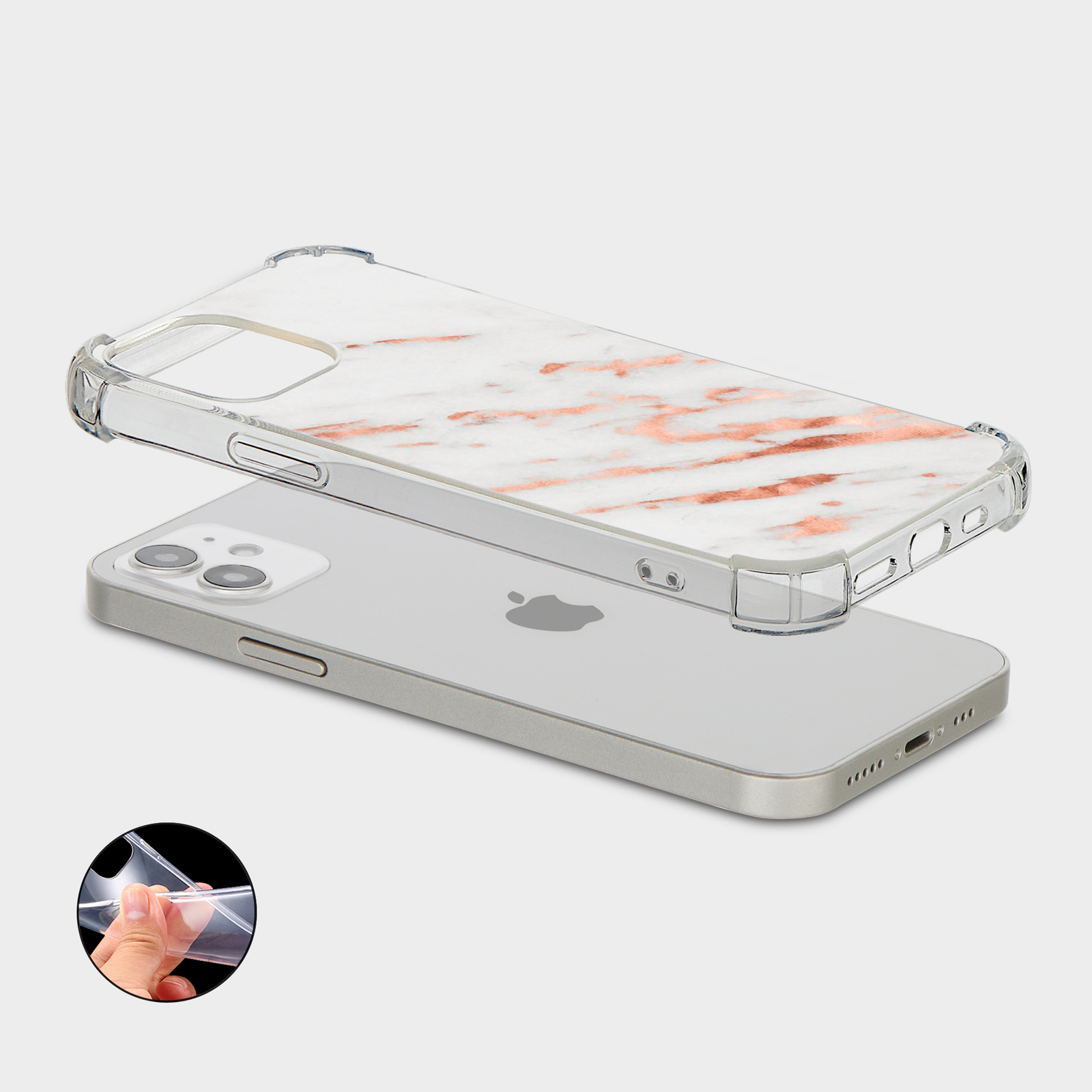 CASE FOR IPHONE 15 14 13 12 11 SE 8 PRO SHOCKPROOF PHONE COVER ROSE GOLD GRAY - Picture 16 of 34