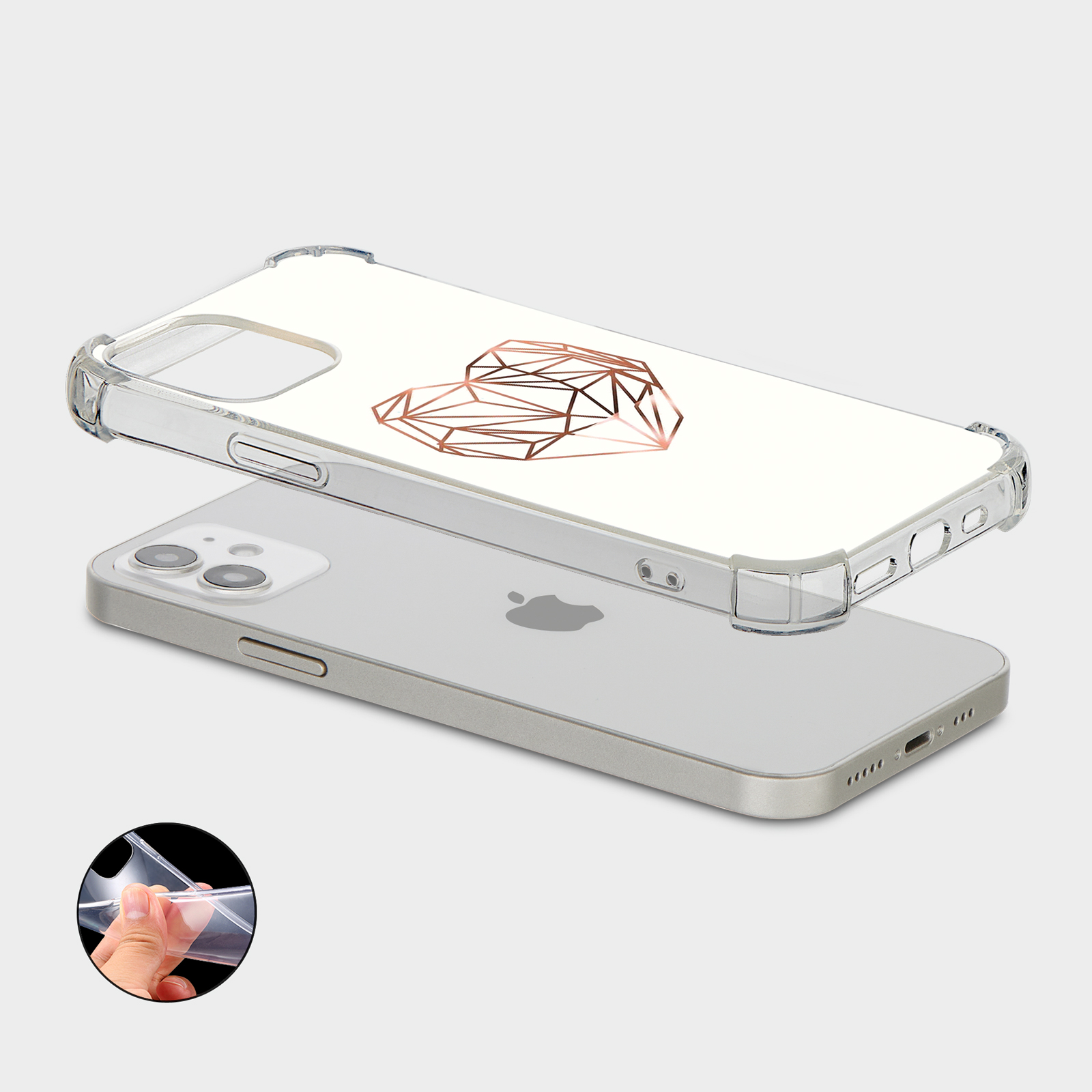 CASE FOR IPHONE 15 14 13 12 11 SE 8 PRO SHOCKPROOF PHONE COVER ROSE GOLD GRAY - Picture 24 of 34