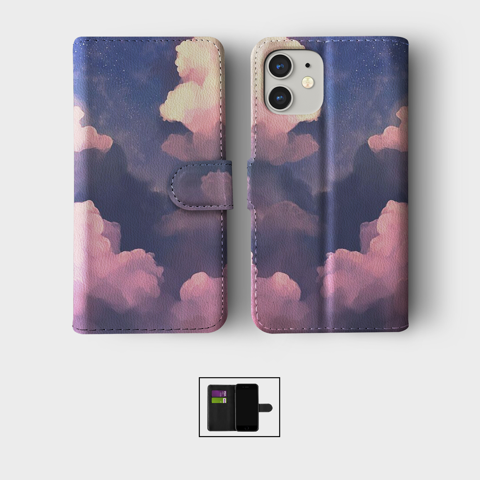 CASE FOR IPHONE 16 15 14 13 12 11 PRO WALLET FLIP PHONE COVER MOON ROSES HEART - Picture 7 of 10