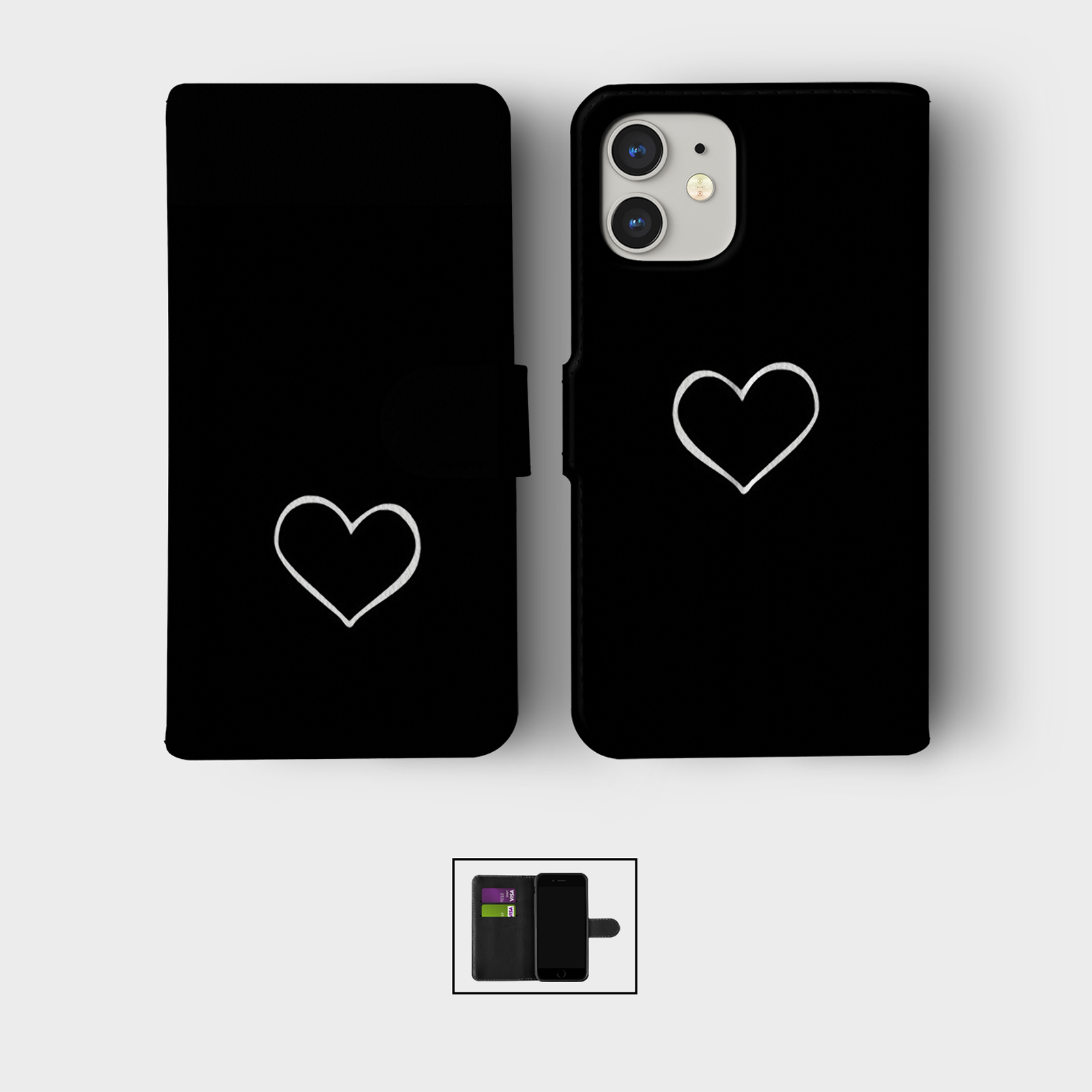 CASE FOR IPHONE 16 15 14 13 12 11 PRO WALLET FLIP PHONE COVER MOON ROSES HEART - Picture 8 of 10