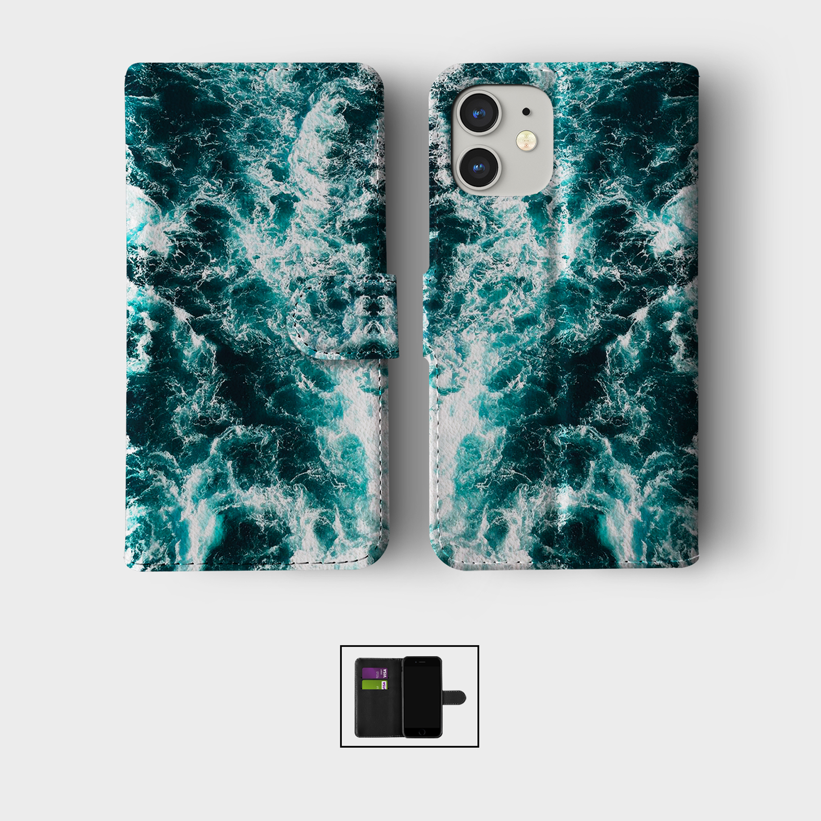 CASE FOR IPHONE 16 15 14 13 12 11 SE WALLET FLIP PHONE COVER STARS FLORAL MARBLE - Picture 7 of 10