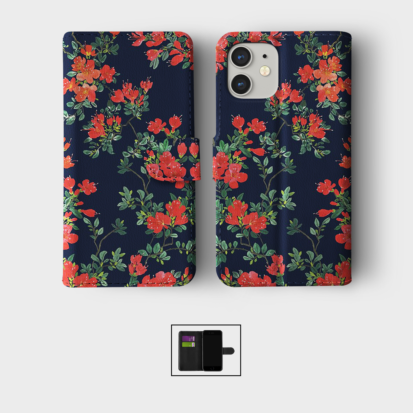 CASE FOR IPHONE 16 15 14 13 12 11 SE WALLET FLIP PHONE COVER STARS FLORAL MARBLE - Picture 8 of 10