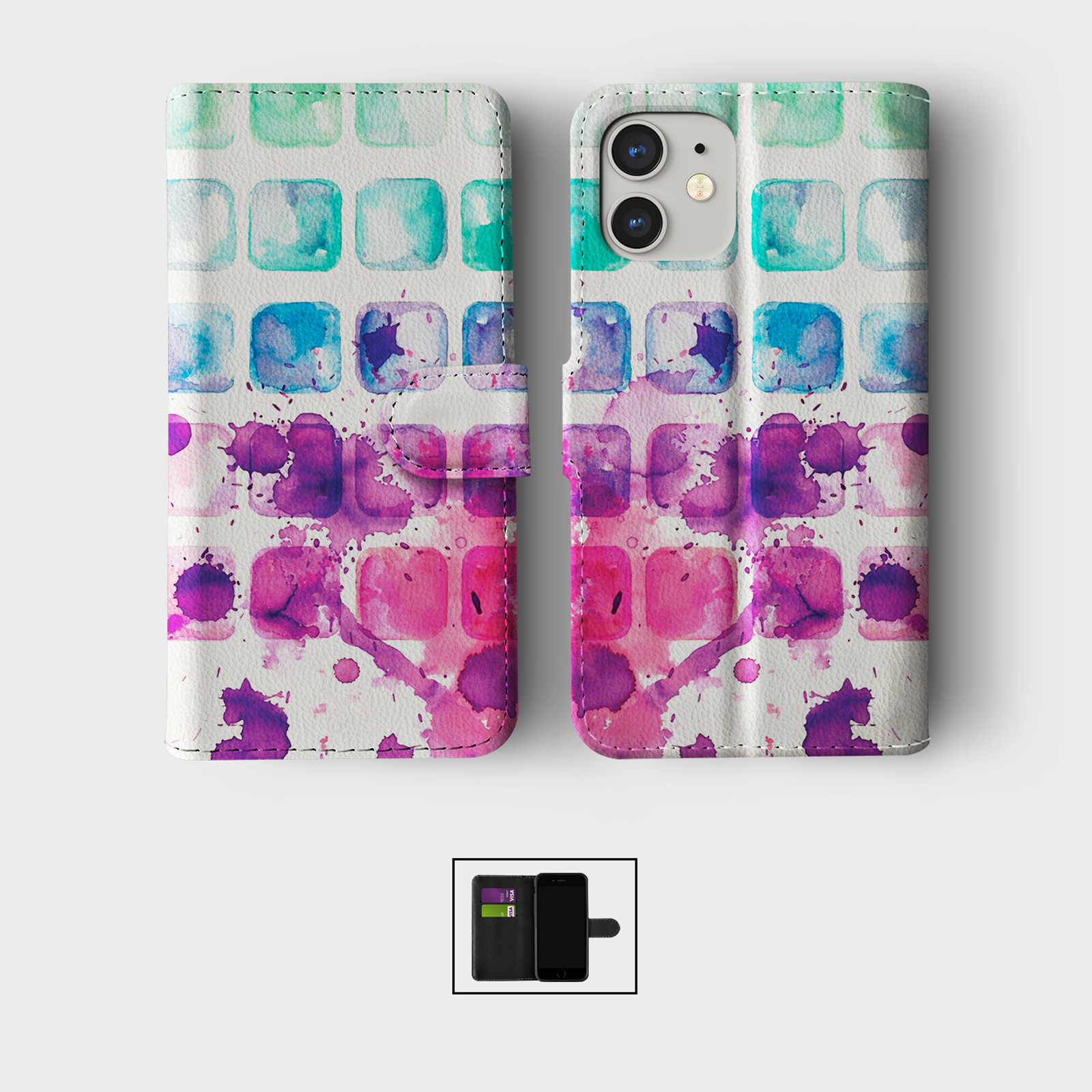 CASE FOR IPHONE 16 15 14 13 12 11 SE WALLET FLIP PHONE COVER STARS FLORAL MARBLE - Picture 9 of 10