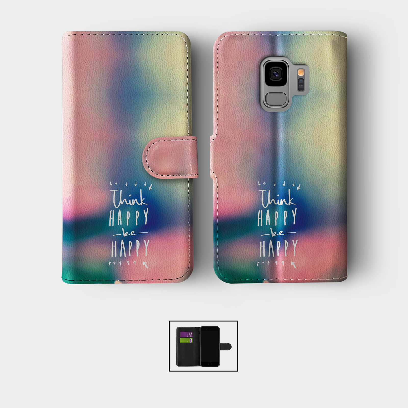 CASE FOR SAMSUNG S23 S22 S21 S20 S10 S9 WALLET FLIP PHONE COVER PINK BLUE FLORAL - 第 2/10 張圖片