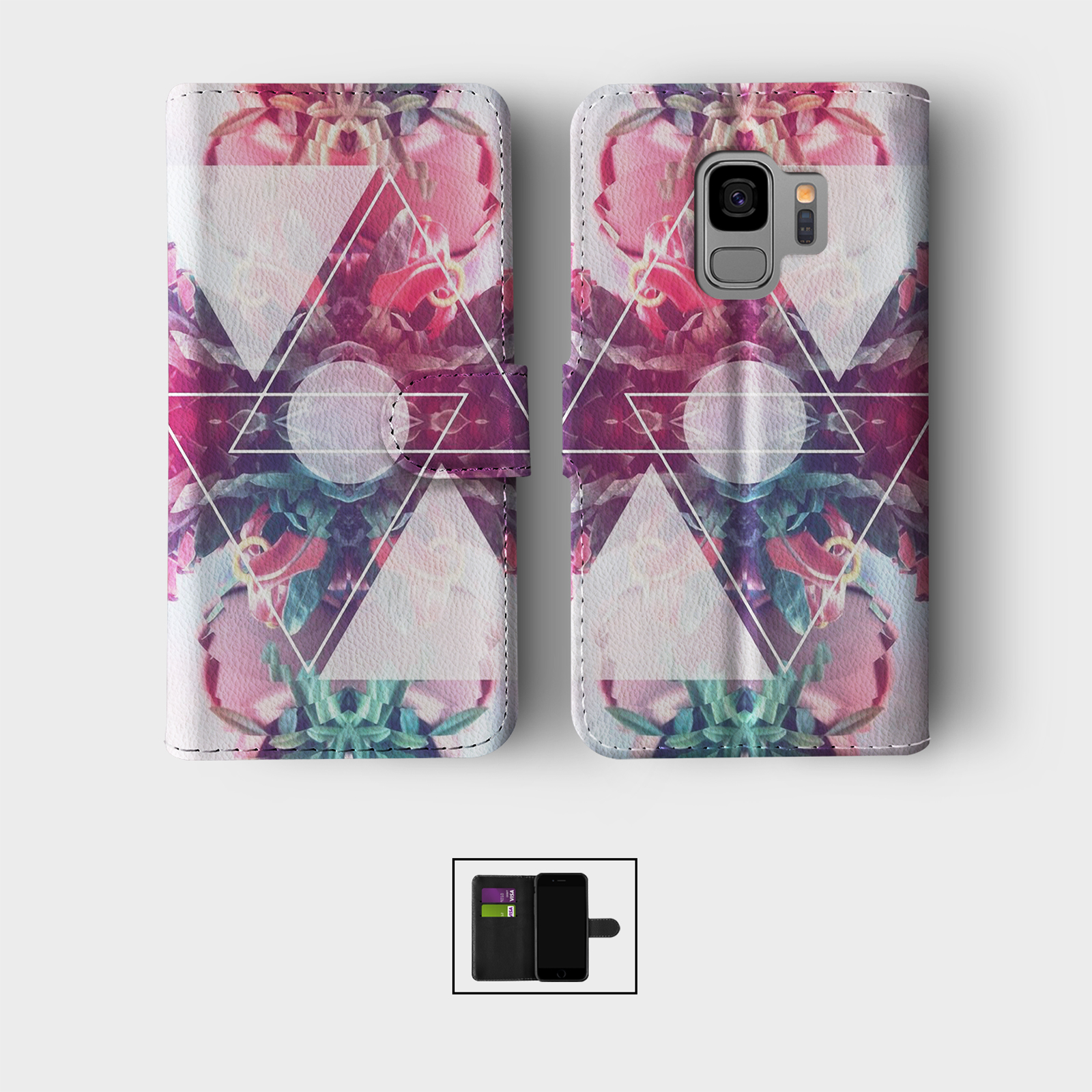 CASE FOR SAMSUNG S23 S22 S21 S20 S10 S9 WALLET FLIP PHONE COVER PINK BLUE FLORAL - 第 3/10 張圖片