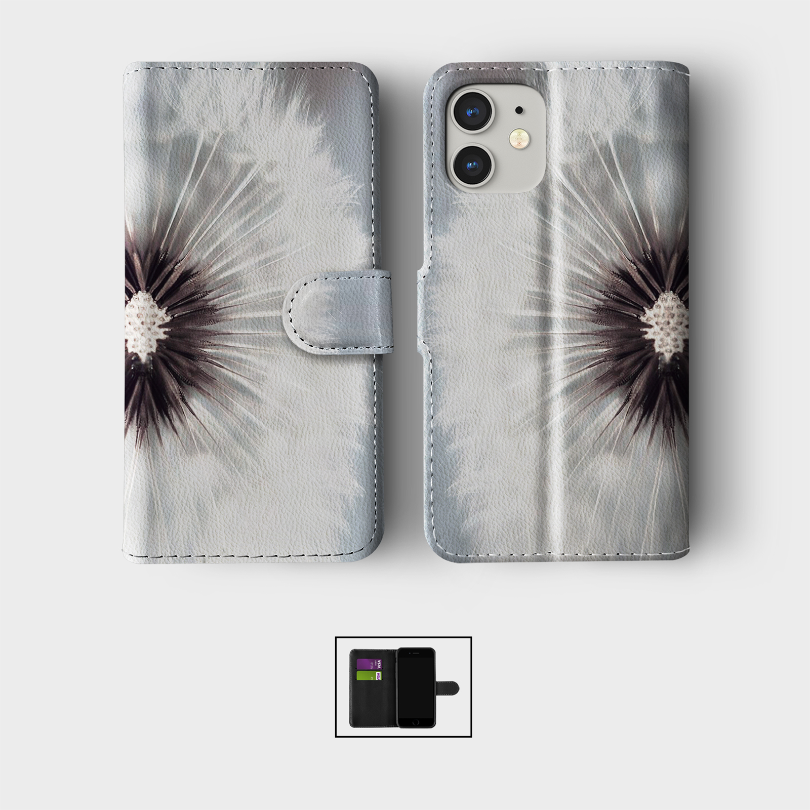 CASE FOR IPHONE 16 15 14 13 12 11 PRO WALLET FLIP PHONE COVER SPACE SEA CLOUDS - Picture 8 of 10