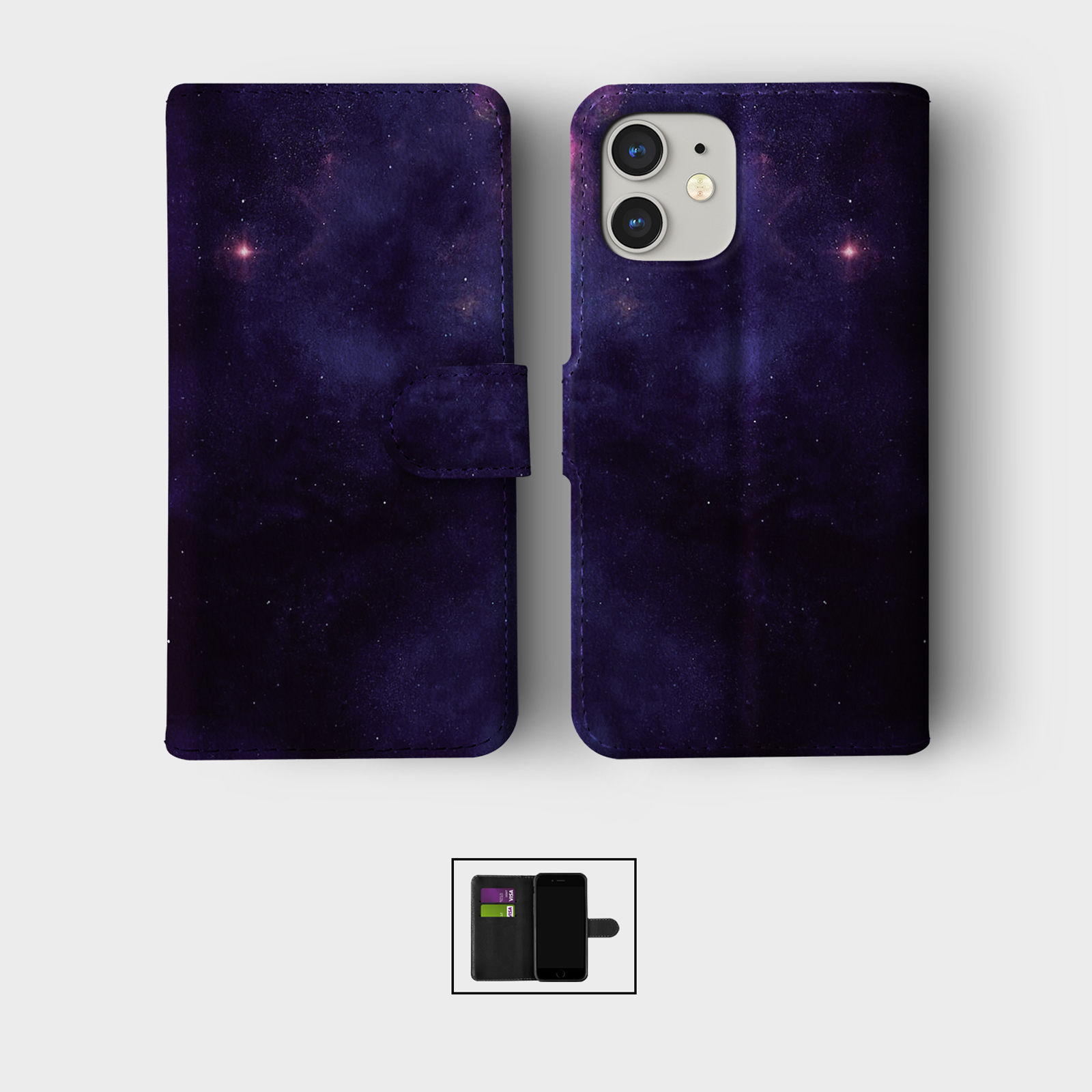 CASE FOR IPHONE 16 15 14 13 12 11 PRO WALLET FLIP PHONE COVER SPACE SEA CLOUDS - Picture 9 of 10