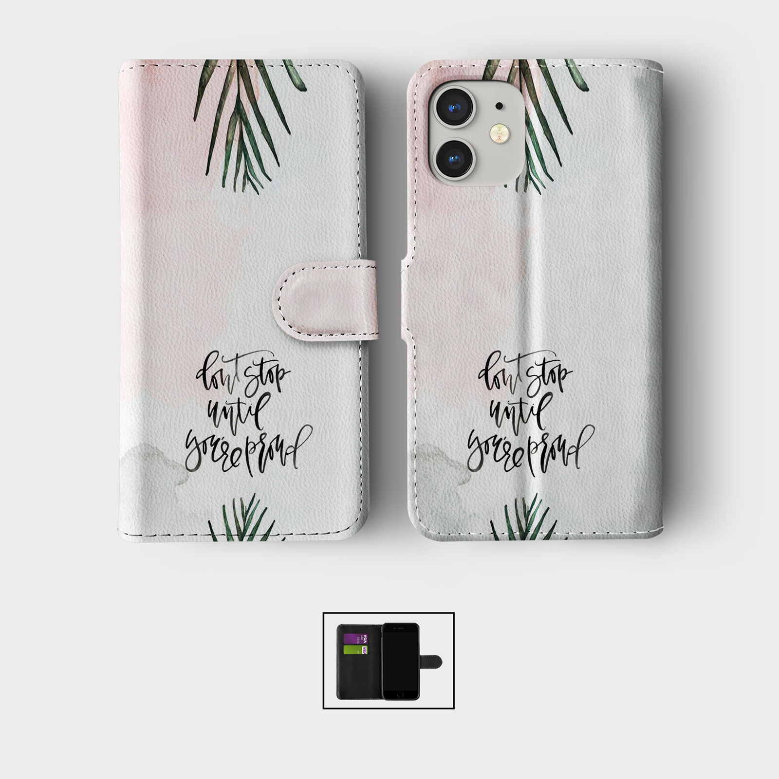 CASE FOR IPHONE 16 15 14 13 12 11 PRO WALLET FLIP PHONE COVER B&W INSPIRATIONAL - Picture 8 of 10