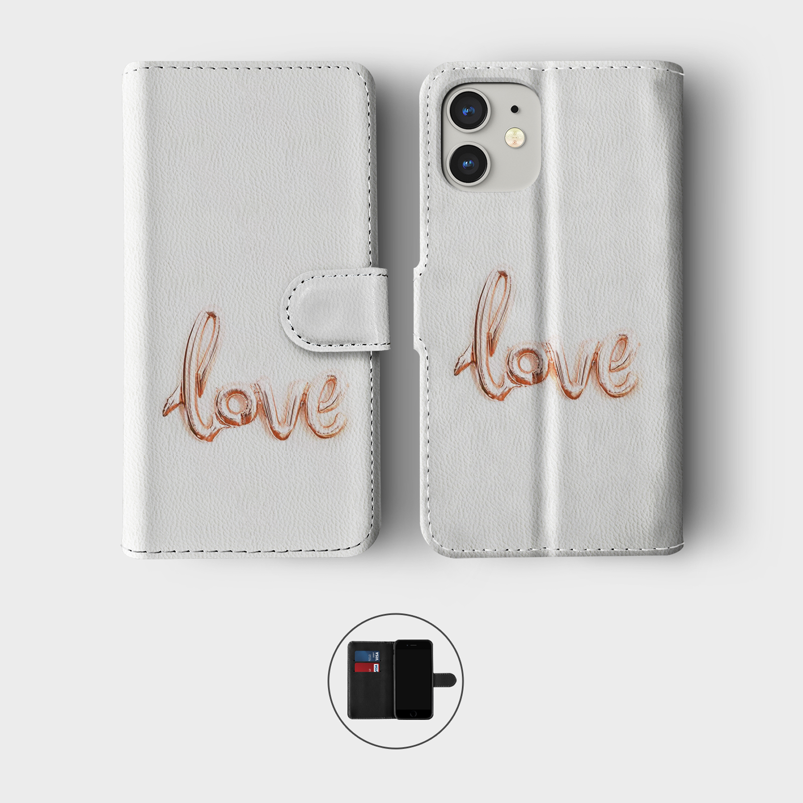 CASE FOR IPHONE 16 15 14 13 12 11 SE WALLET FLIP PHONE COVER ROSE GOLD POLKA DOT - Picture 8 of 10