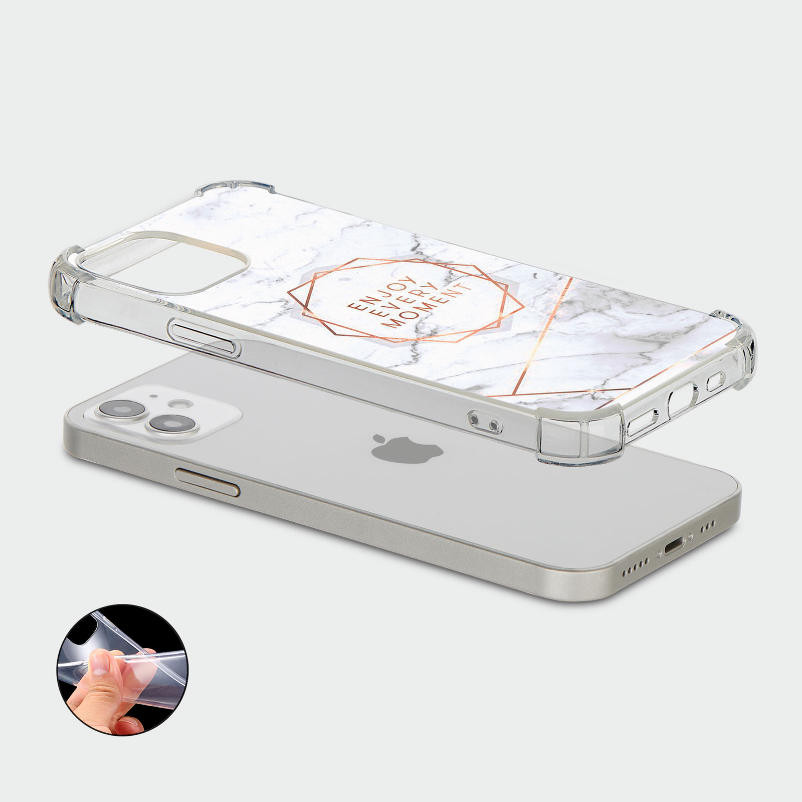 CASE FOR IPHONE 15 14 13 12 11 SE 8 PRO SHOCKPROOF PHONE COVER MARBLE ROSE GOLD - Picture 4 of 34