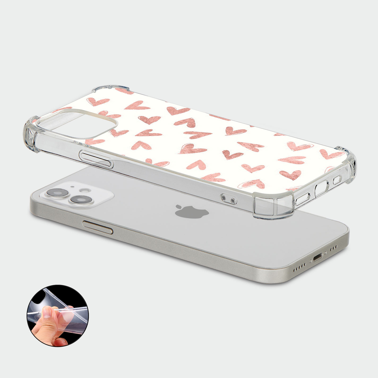 CASE FOR IPHONE 15 14 13 12 11 SE 8 PRO SHOCKPROOF PHONE COVER MARBLE ROSE GOLD - Picture 16 of 34