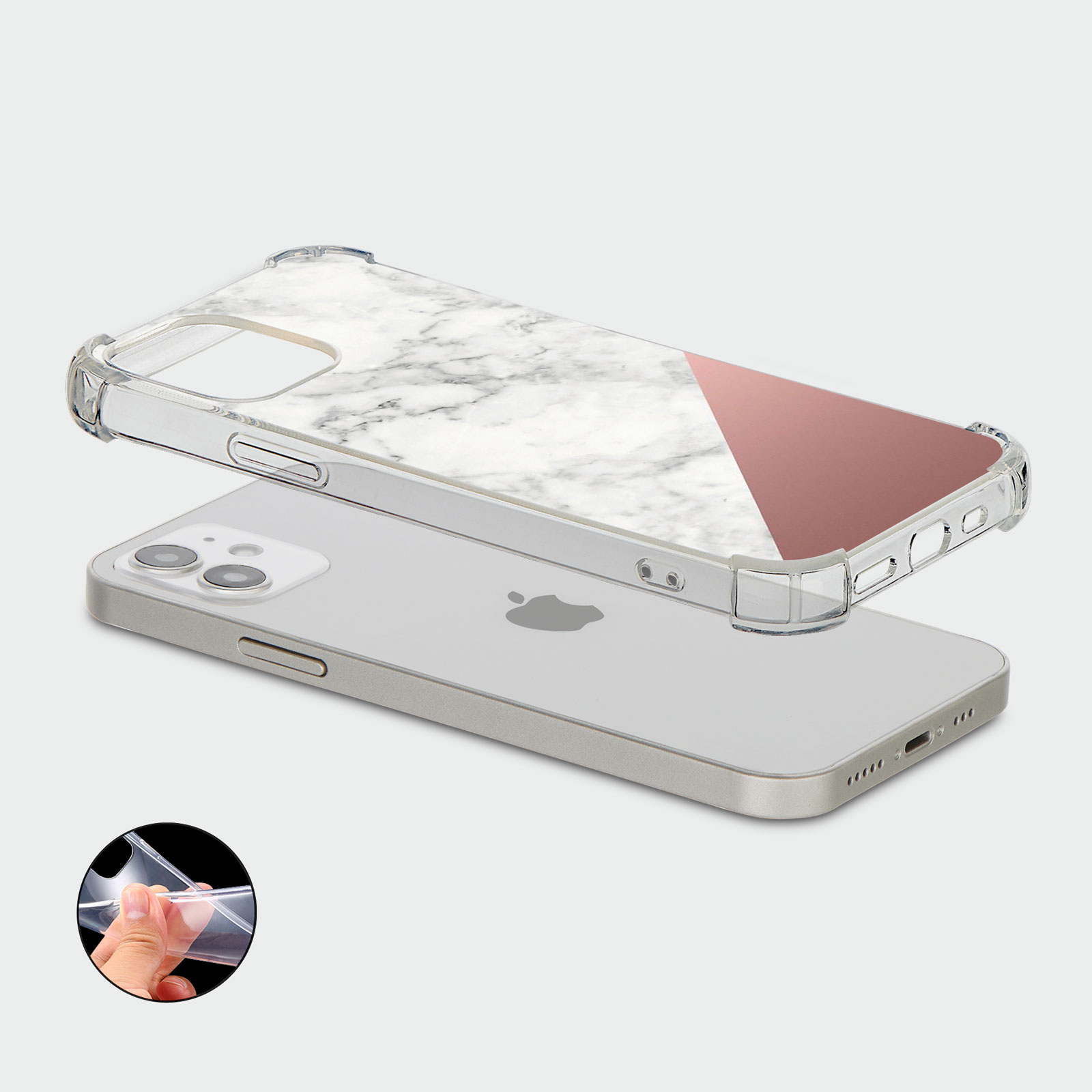 CASE FOR IPHONE 15 14 13 12 11 SE 8 PRO SHOCKPROOF PHONE COVER MARBLE ROSE GOLD - Picture 20 of 34