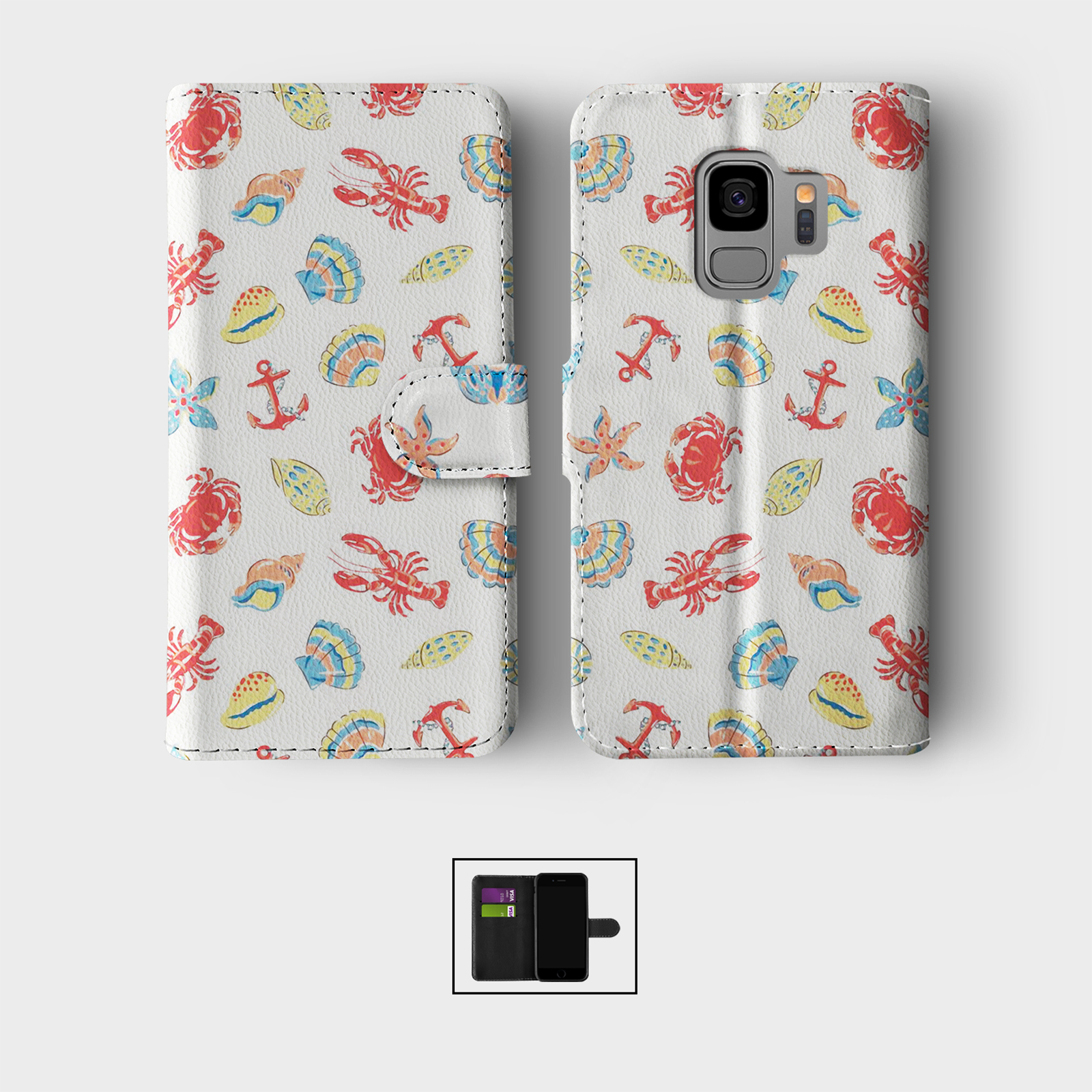 CASE FOR SAMSUNG S23 S22 S21 S20 S10 S9 WALLET FLIP PHONE COVER ANCHOR SEA BEACH - 第 7/9 張圖片