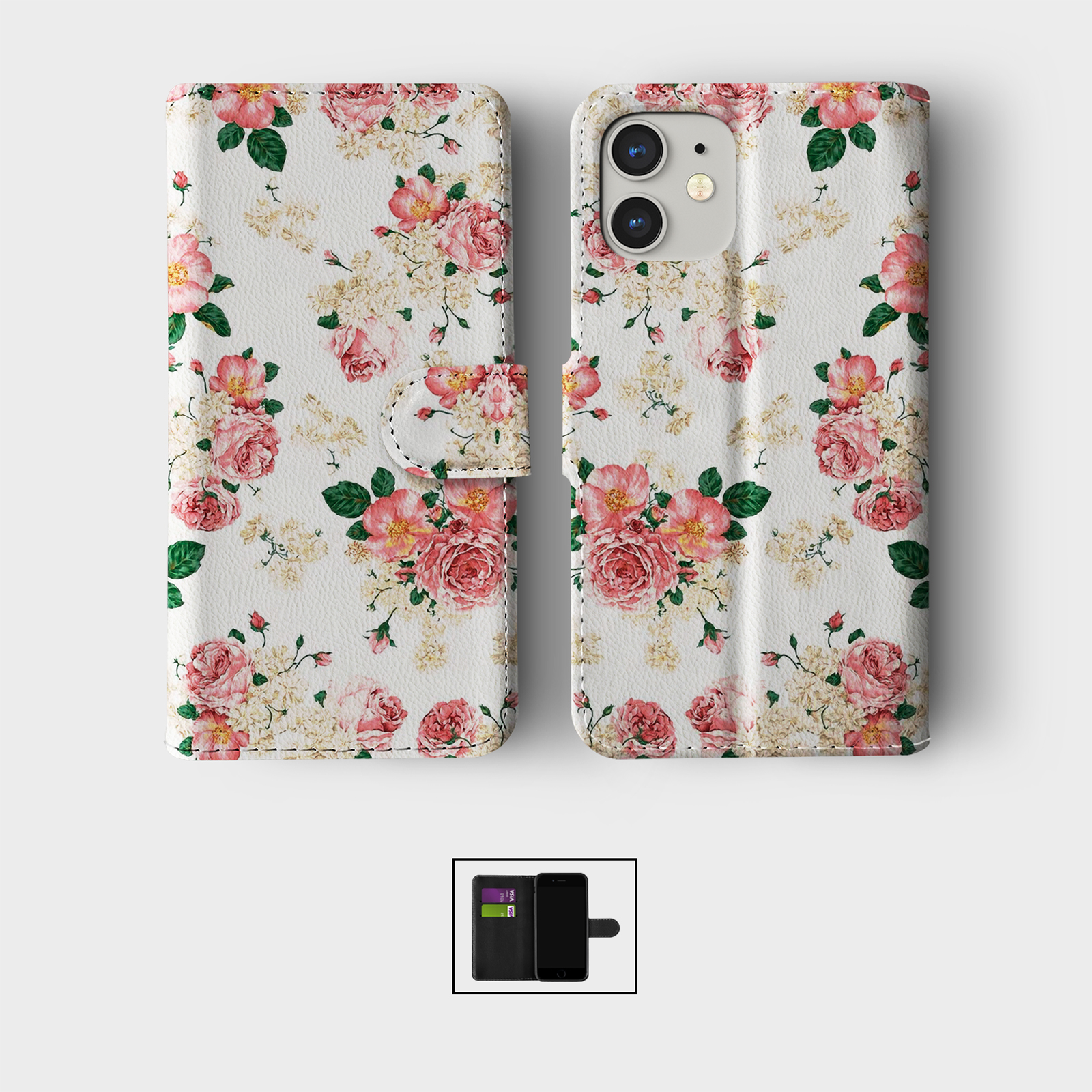 CASE FOR IPHONE 16 15 14 13 12 11 PRO WALLET FLIP PHONE COVER SHABBY CHIC CUTE - Picture 4 of 10