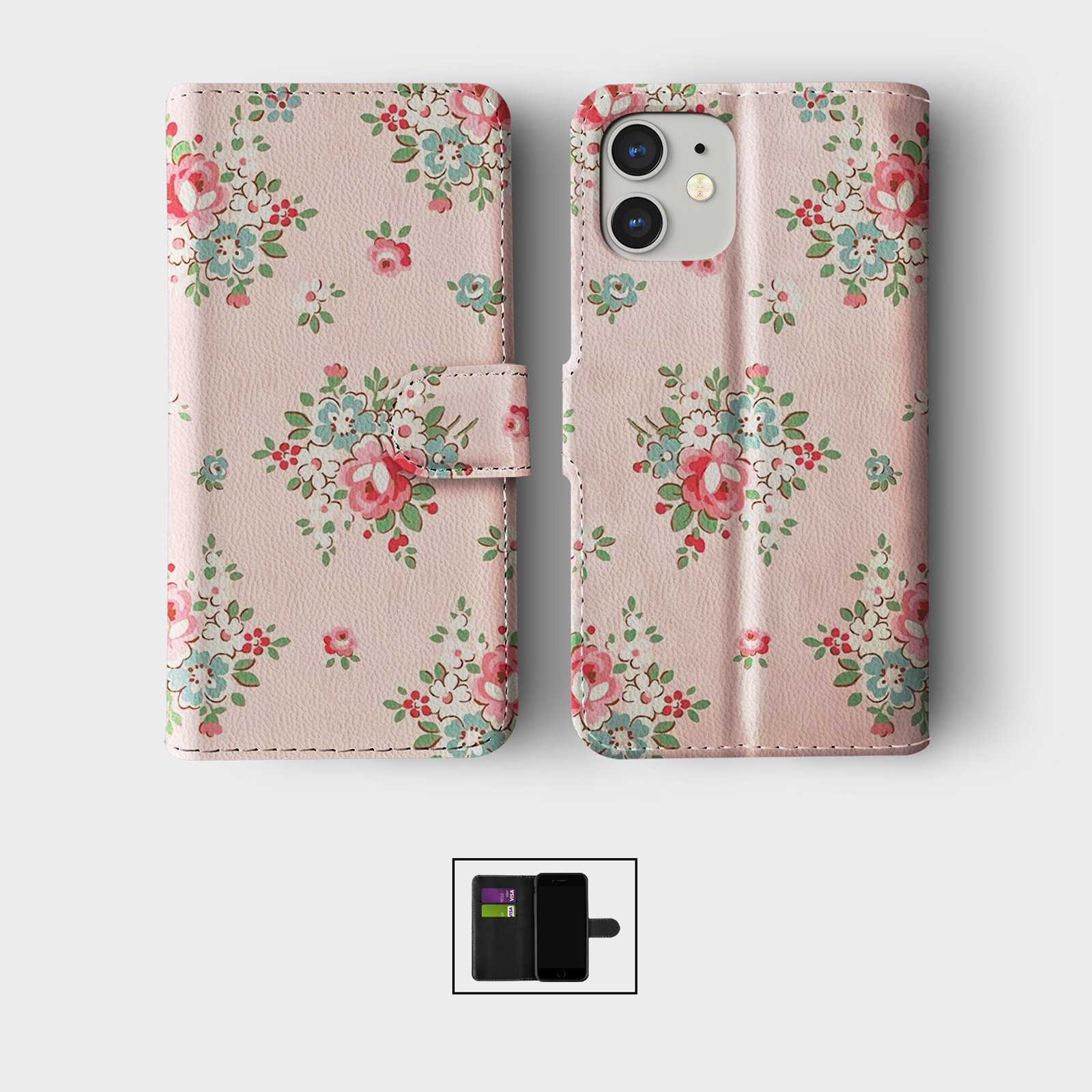 CASE FOR IPHONE 16 15 14 13 12 11 PRO WALLET FLIP PHONE COVER SHABBY CHIC CUTE - Picture 6 of 10