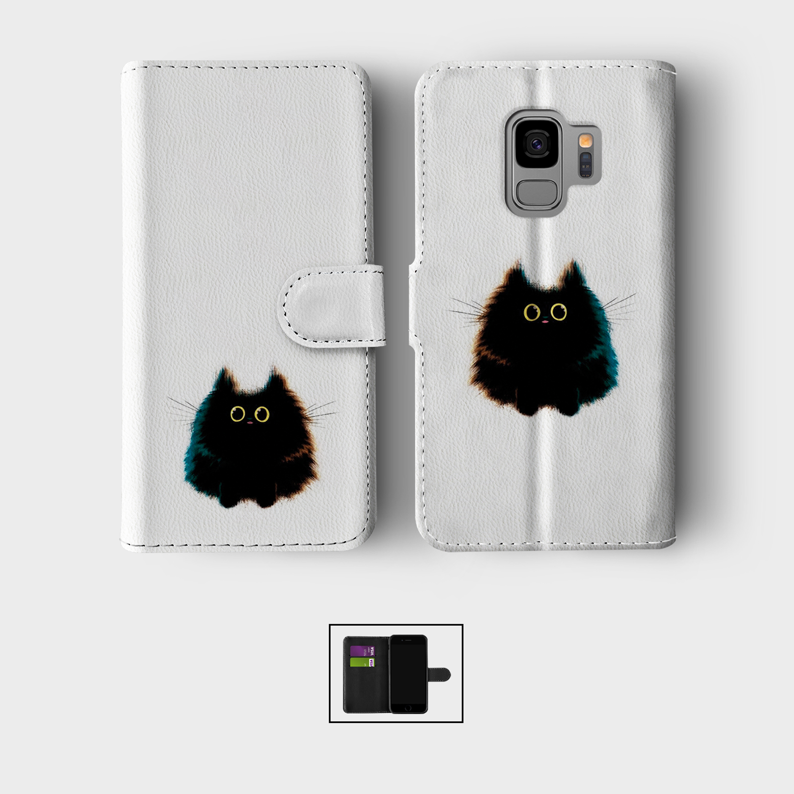 CASE FOR SAMSUNG S23 S22 S21 S20 S10 WALLET FLIP PHONE COVER KITTENS CATS CUTE - Picture 2 of 8