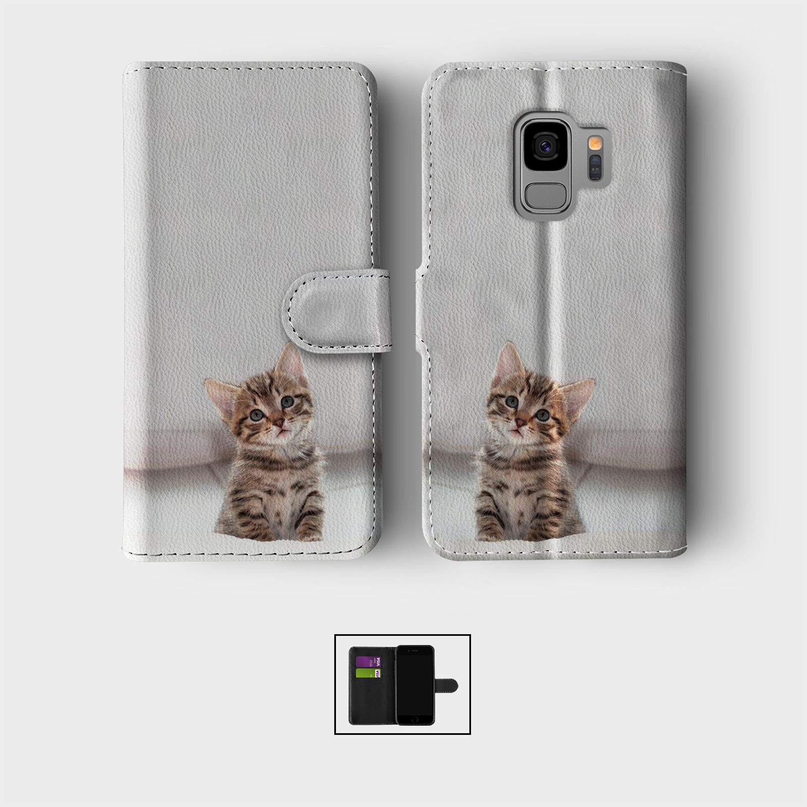 CASE FOR SAMSUNG S23 S22 S21 S20 S10 WALLET FLIP PHONE COVER KITTENS CATS CUTE - Picture 3 of 8