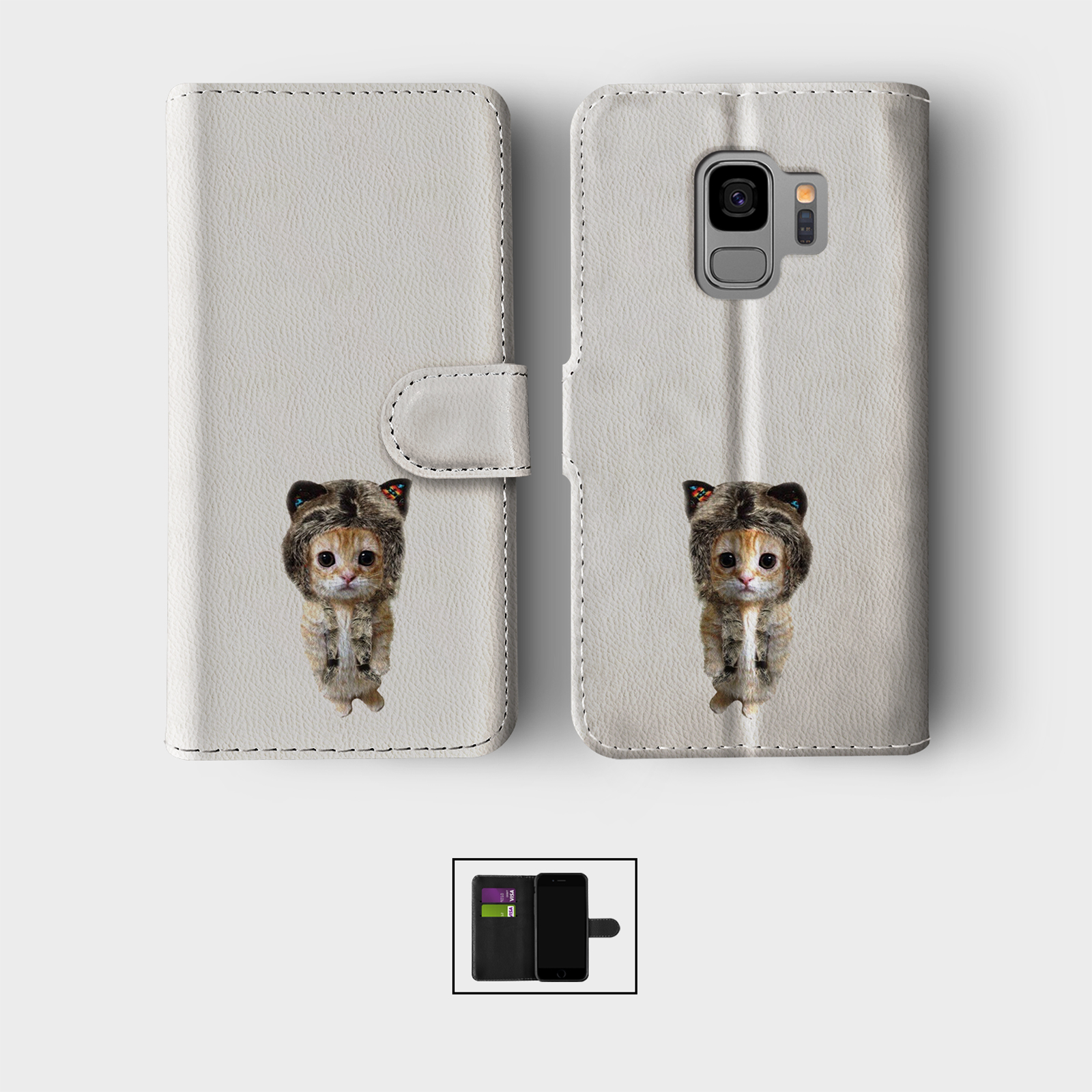 CASE FOR SAMSUNG S23 S22 S21 S20 S10 WALLET FLIP PHONE COVER KITTENS CATS CUTE - Picture 4 of 8